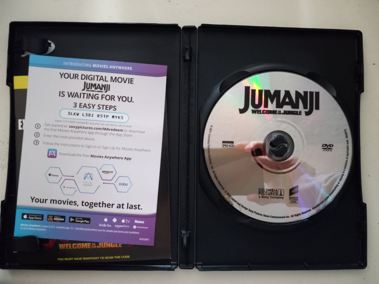 Jumanji Welcome To The Jungle, DVD Movie, Widescreen, Rated PG-13, USED