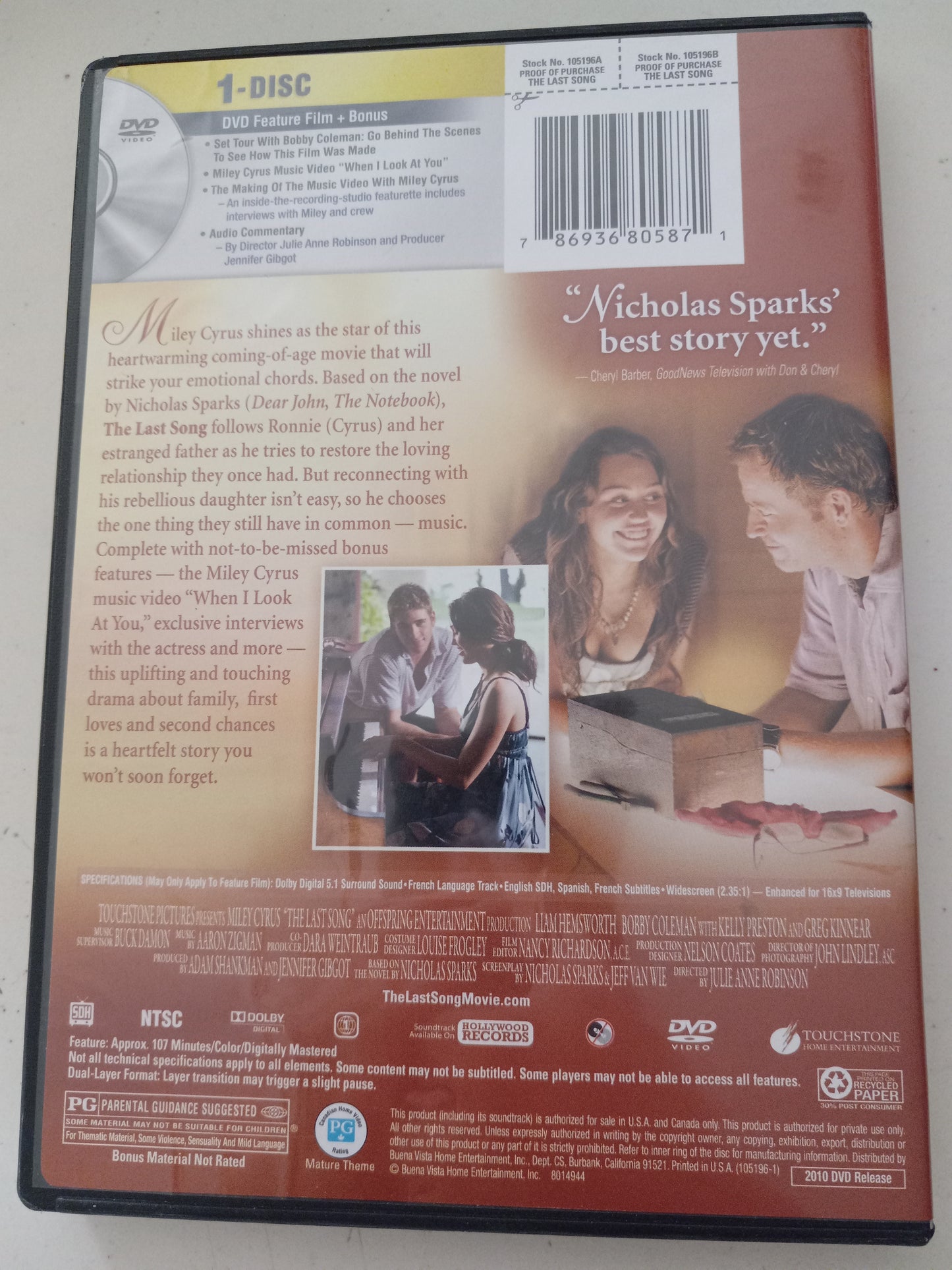 The Last Song, DVD Movie, Widescreen, Rated PG, NEW/USED