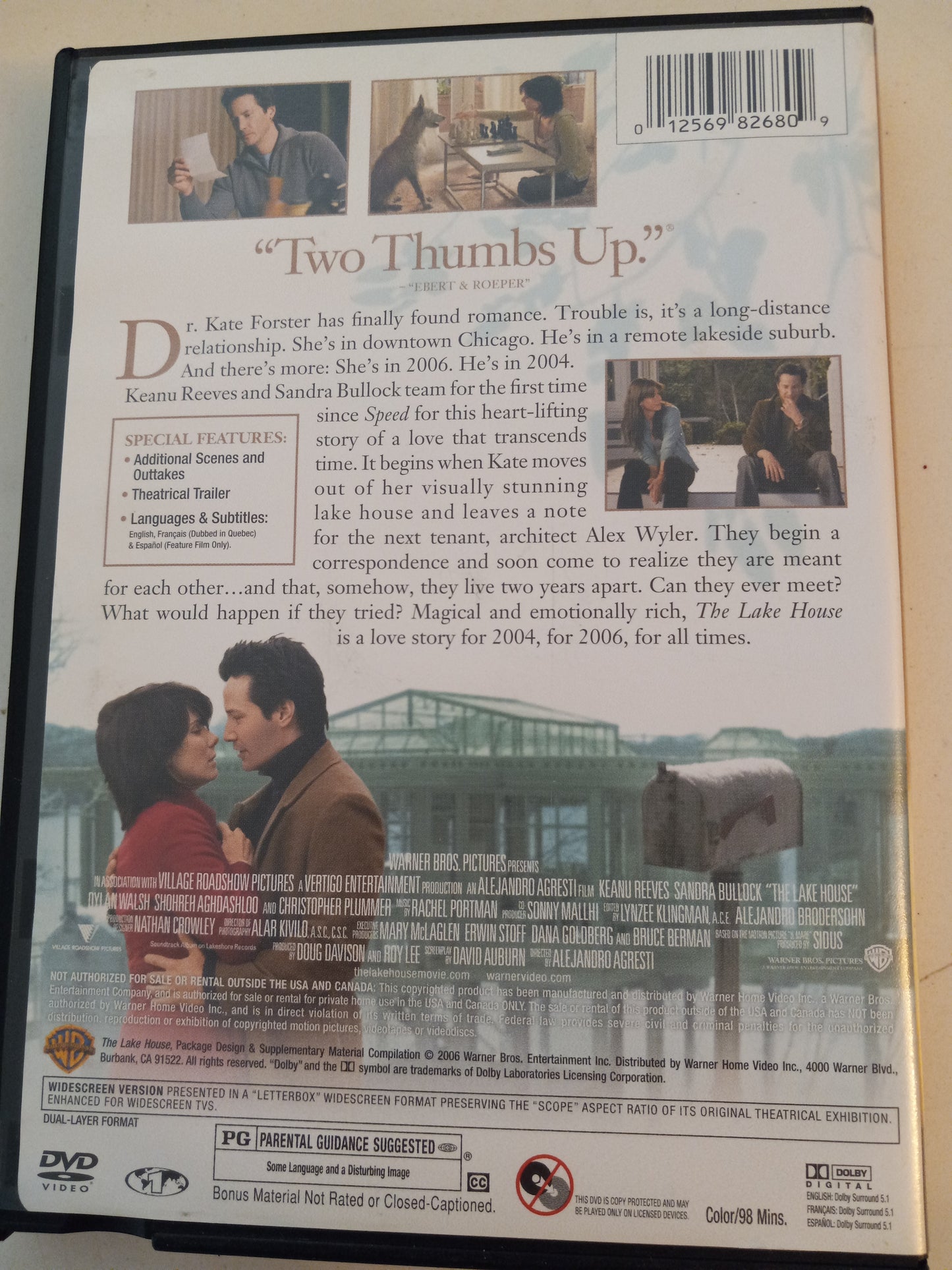 The Lake House, DVD Movie, Sandra Bullock Widescreen, Rated PG, USED