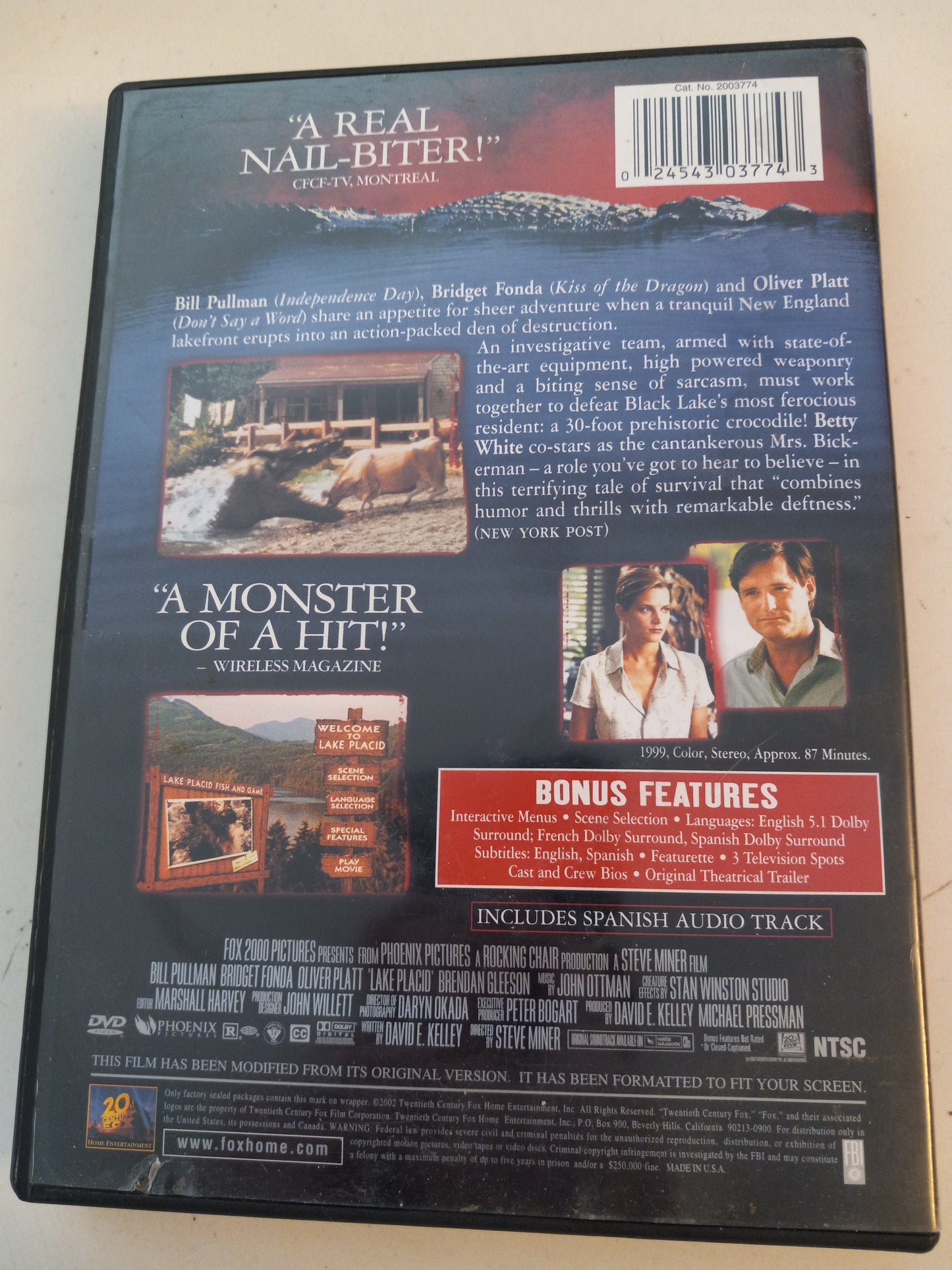 Lake Placid, DVD Movie, Fullscreen, Rated R, USED