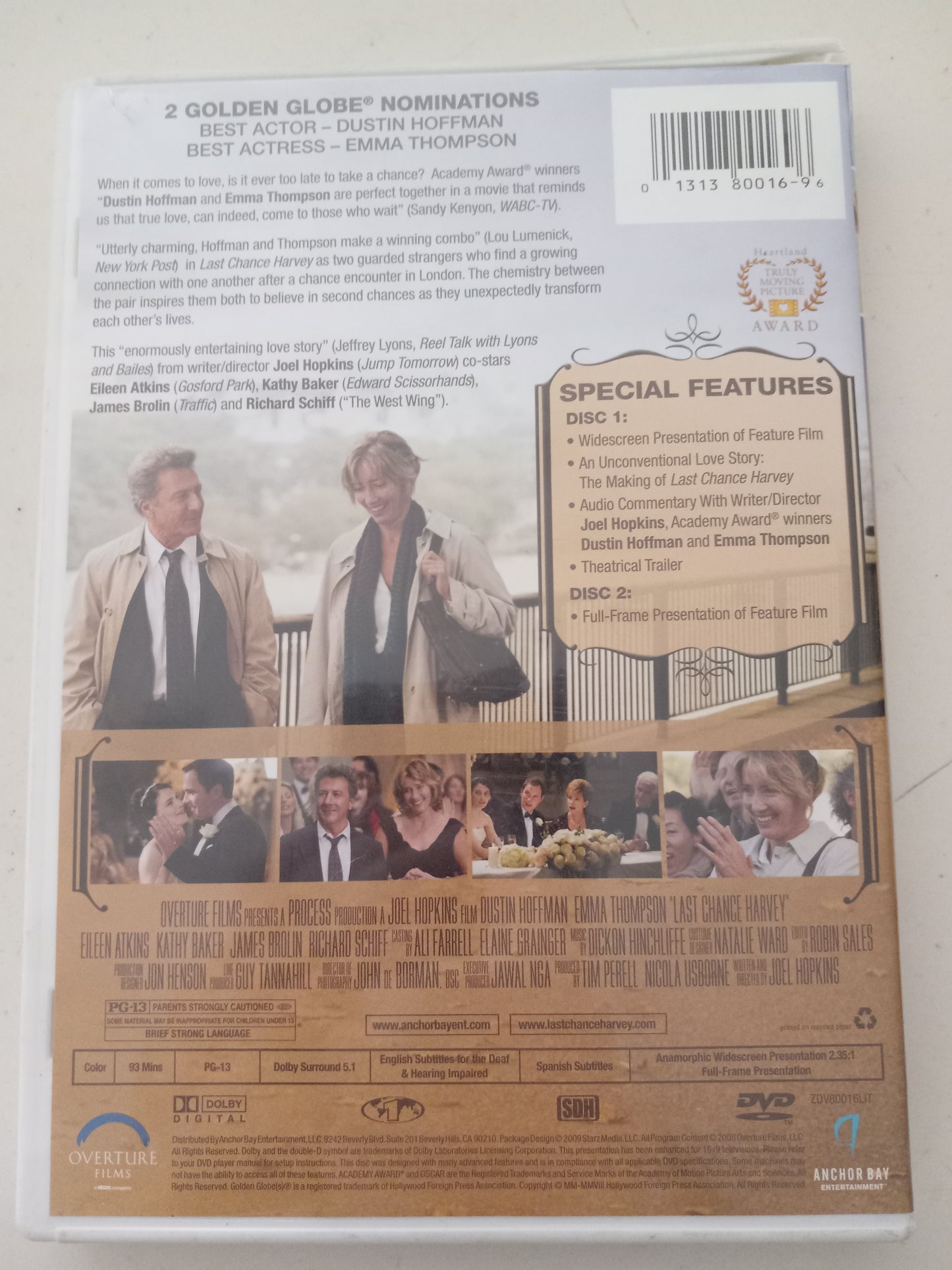 Last Chance Harvey, 2 Disks, DVD Movie, Dustin Hoffman Widescreen, Rated PG-13, USED