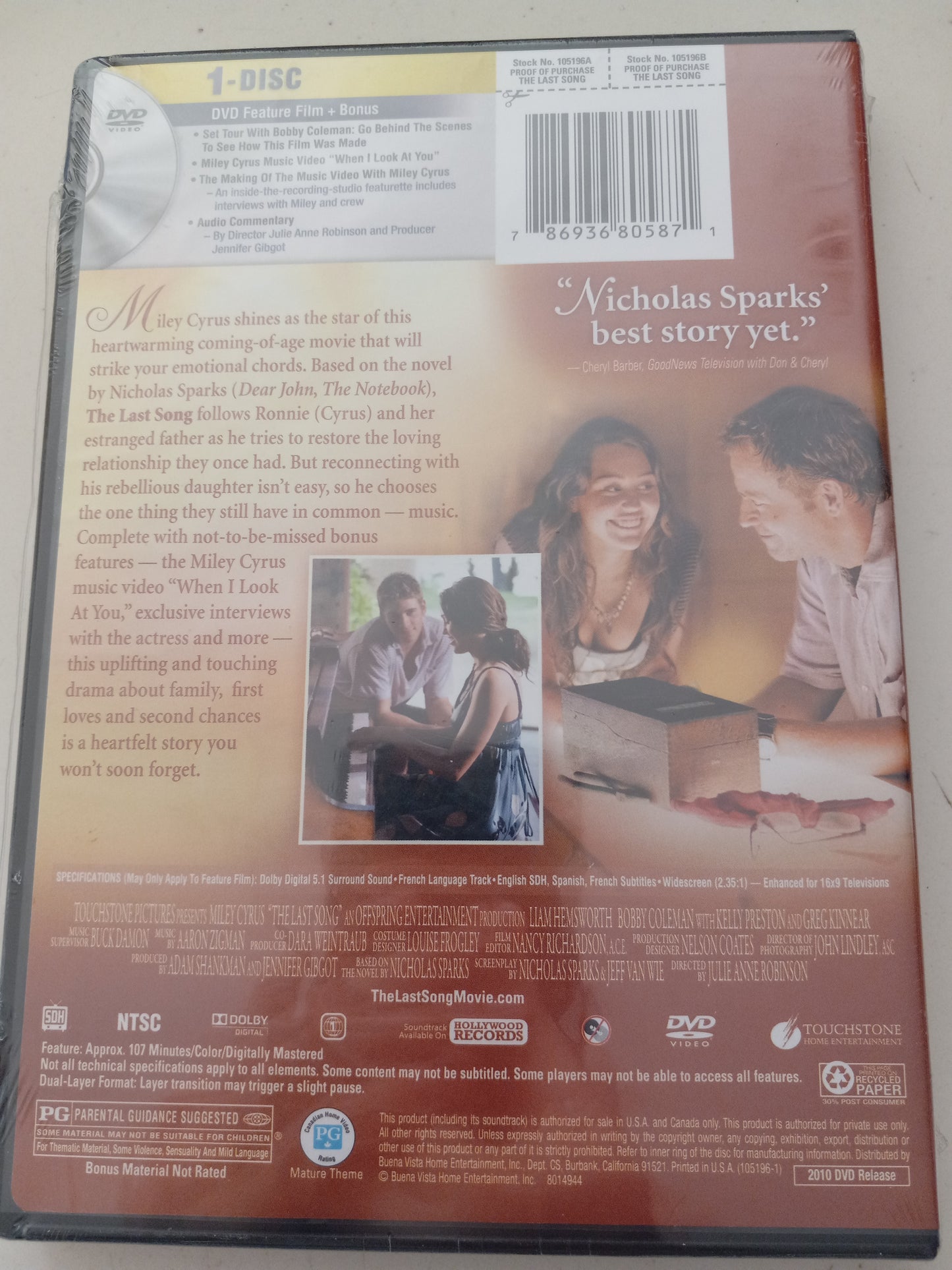 The Last Song, DVD Movie, Widescreen, Rated PG, NEW/USED