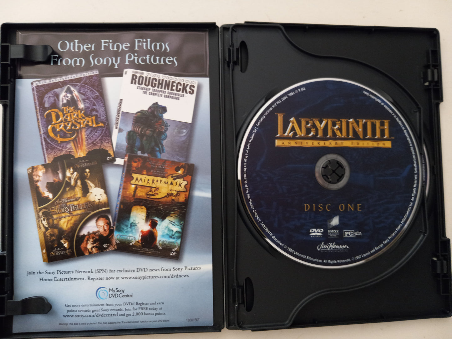 Labyrinth, 2 Discs Anniversary Ed., DVD Movie, David Bowie Widescreen, Rated PG, USED