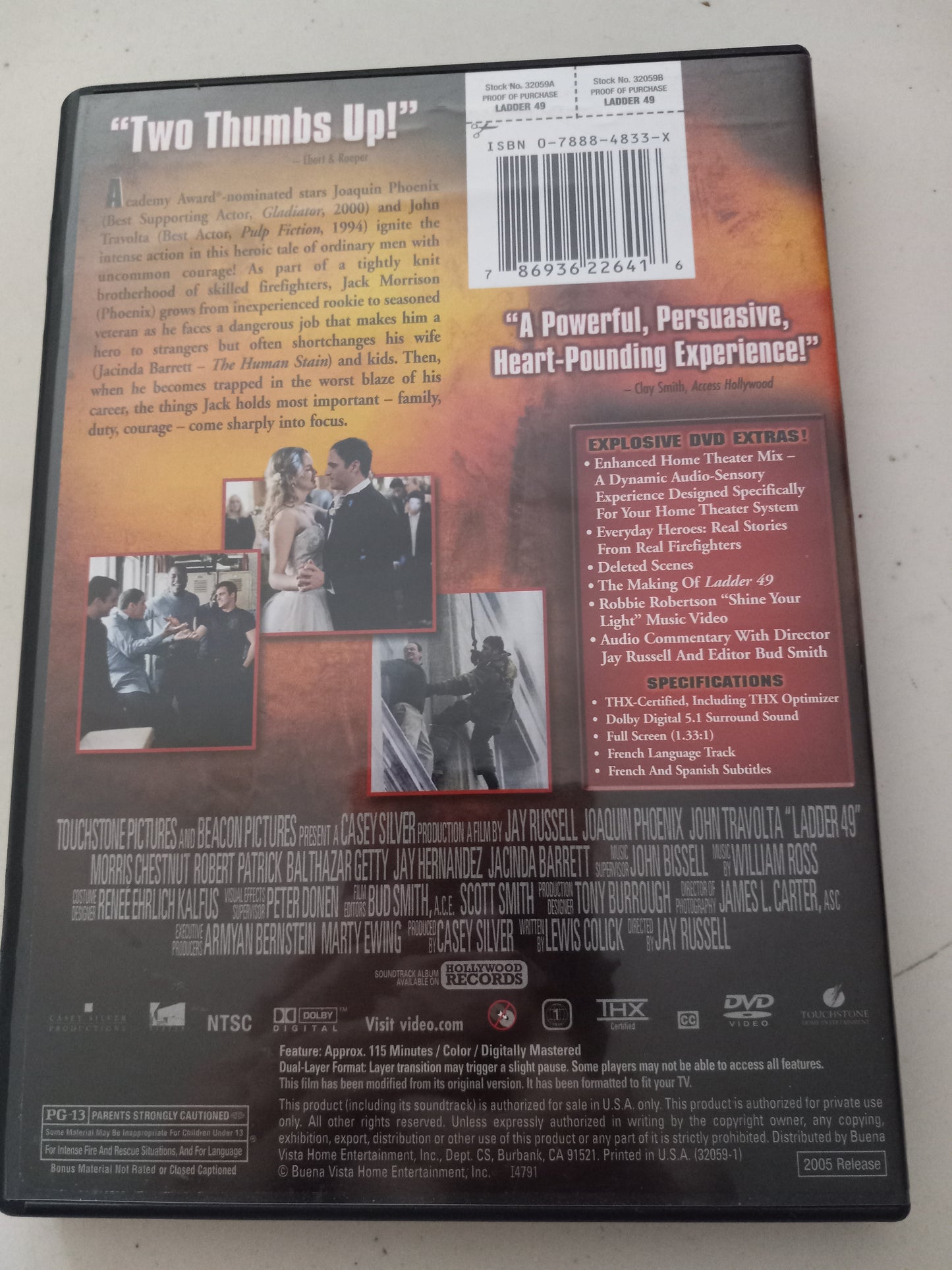 Ladder 49, DVD Movie, John Travolta Widescreen/Fullscreen, Rated PG-13, USED