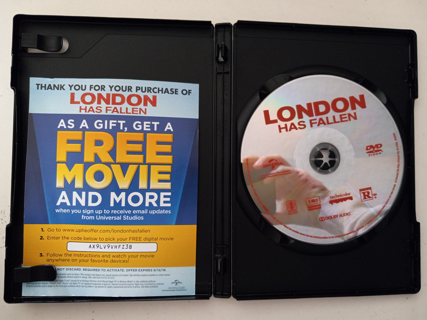 London Has Fallen, DVD Movie, Widescreen, Rated R, USED