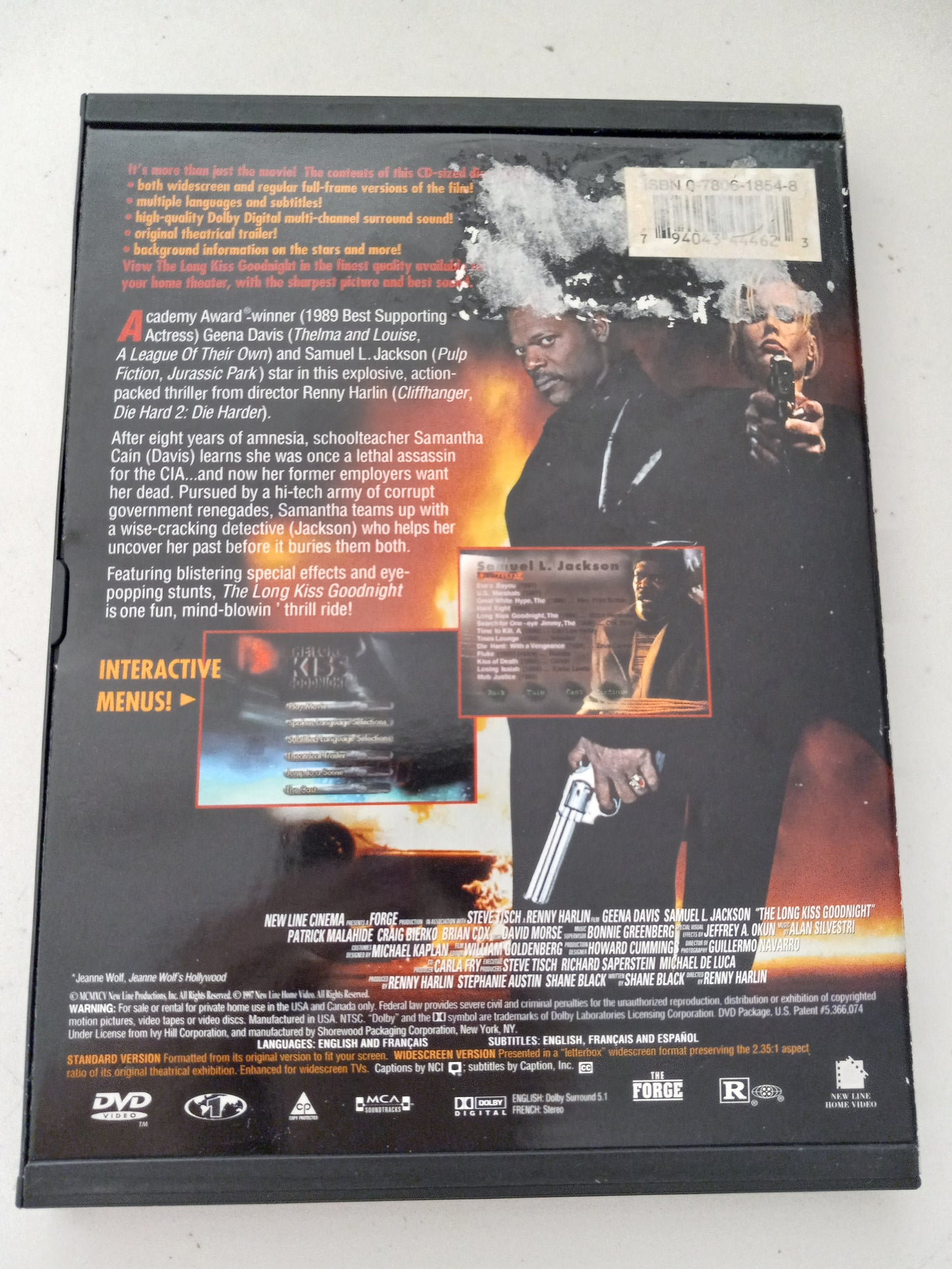 The Long Kiss Goodnight, DVD Movie, Widescreen, Rated R, USED