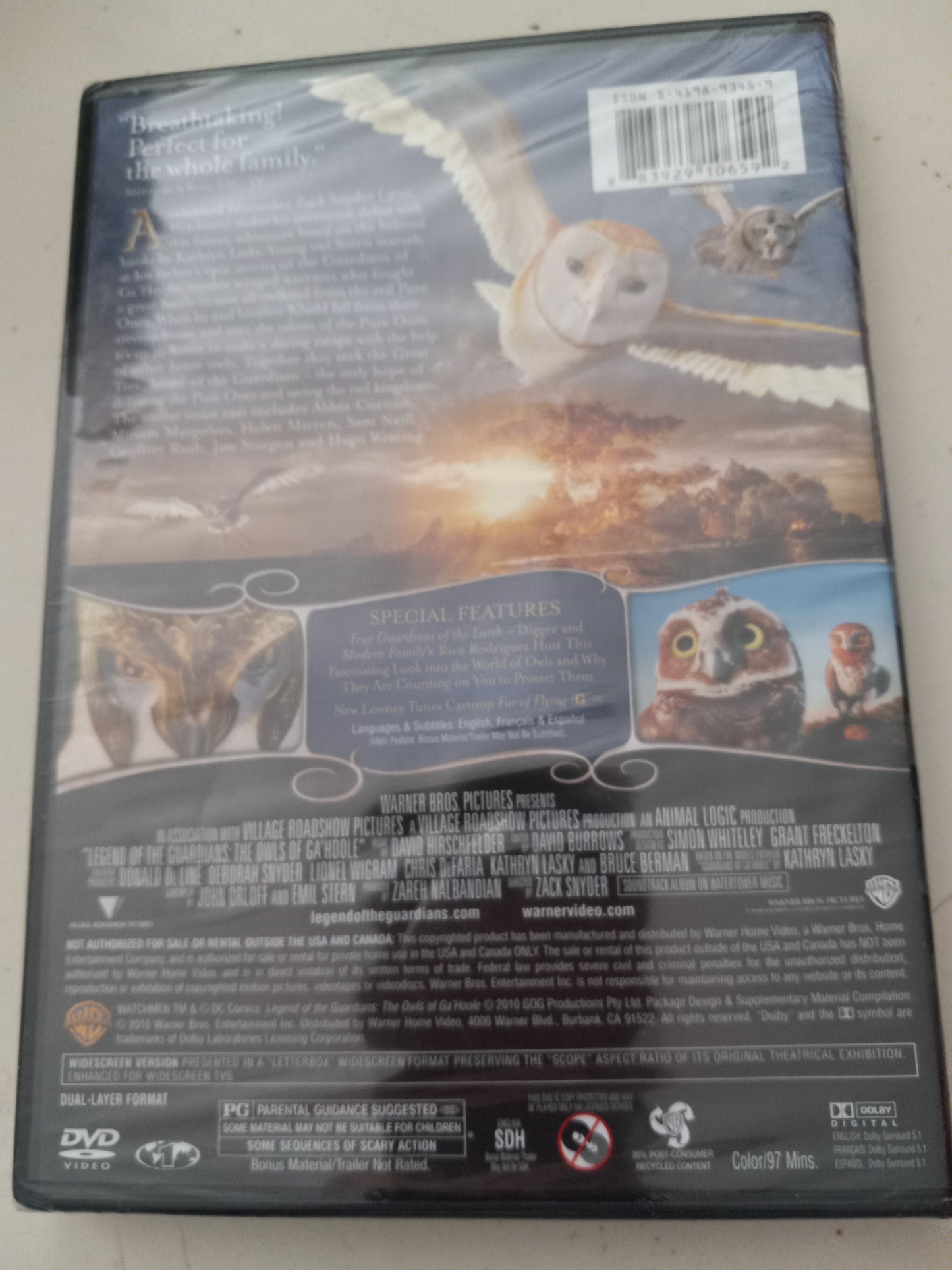 Legend Of The Guardians The Owls Of Ga'Hoole, DVD Movie, Widescreen, Rated PG, NEW
