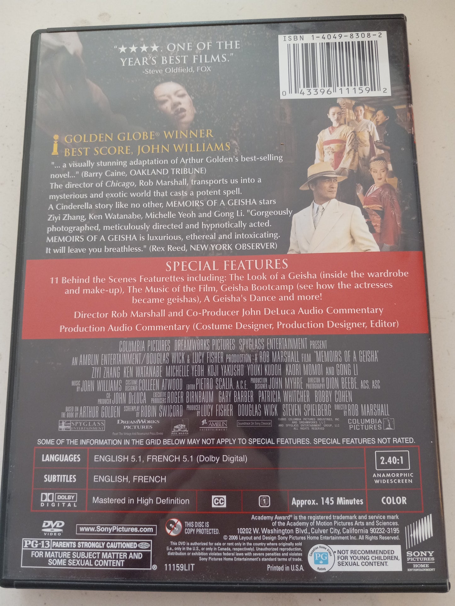 Memoirs Of A Geisha, DVD Movie, 2 Discs Ziyi Zhang Widescreen, Rated PG-13, USED