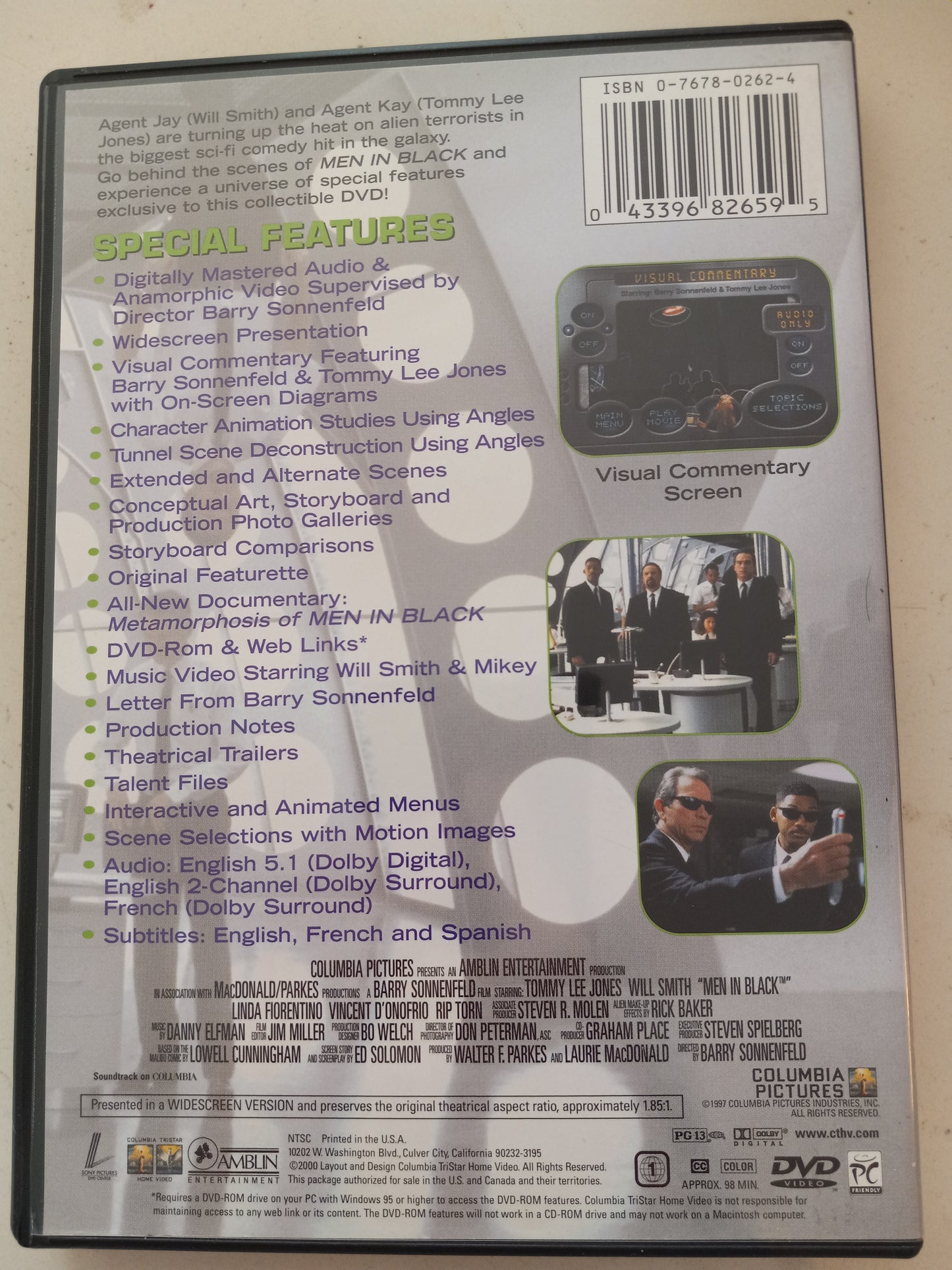 Men In Black, Deluxe & Collector's Series DVD Movie, Will Smith Widescreen, Rated PG-13, USED