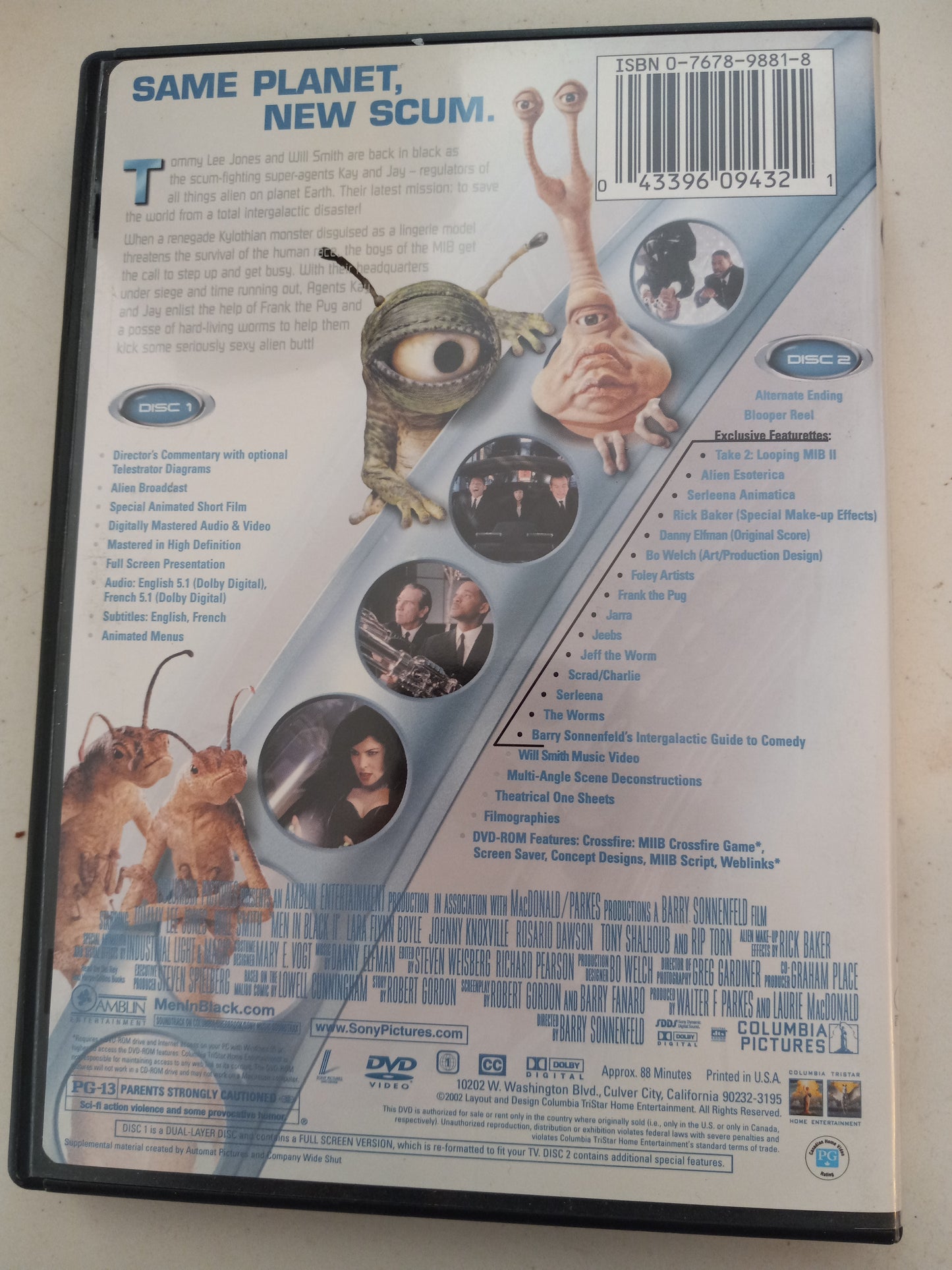 MIIB, Men In Black II 2, 2 Discs Special Ed., DVD Movie, Will Smith Fullscreen/Widescreen, Rated PG-13, USED