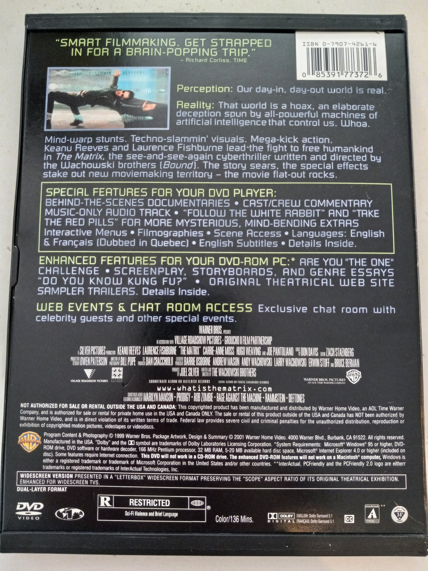 Matrix, DVD Movie, Widescreen, Rated R, USED