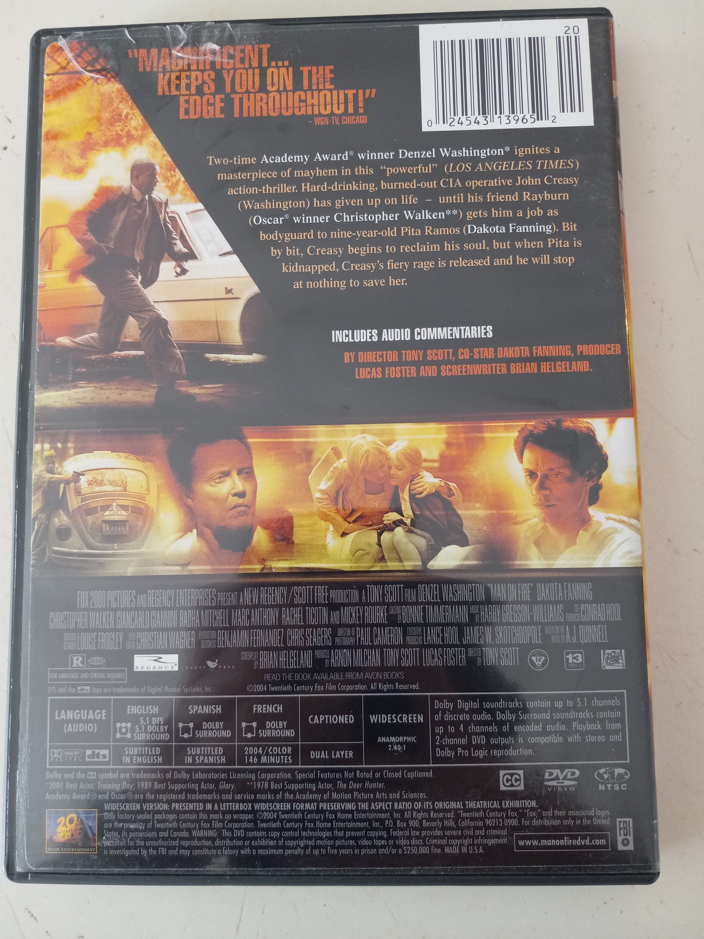 Man On Fire, DVD Movie, Widescreen, Rated R, USED