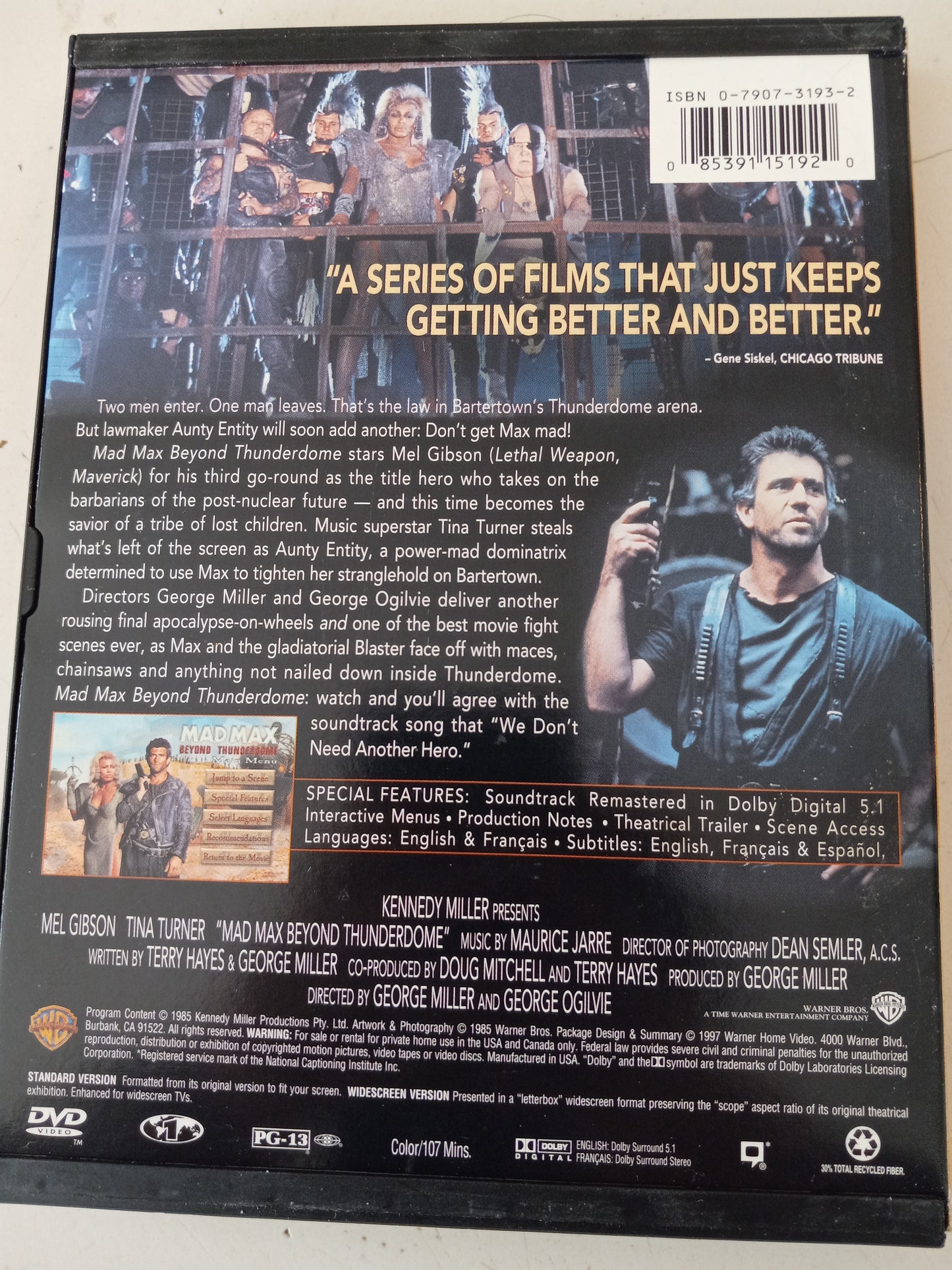 Mad Max Beyond Thunderdome, DVD Movie, Mel Gibson Widescreen, Rated PG-13, USED