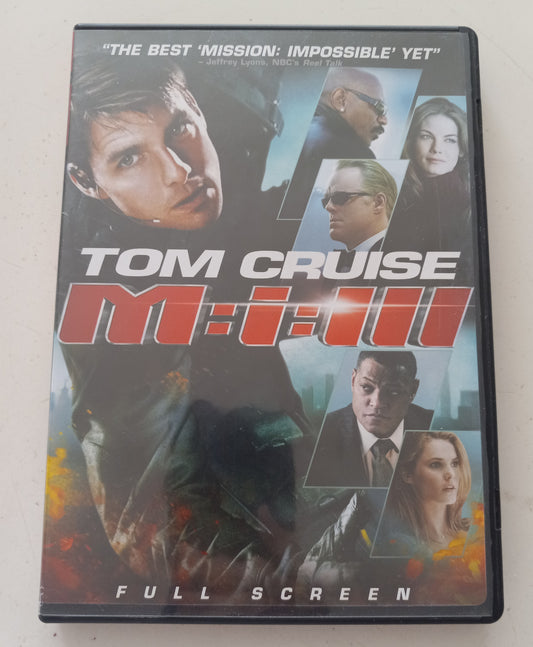 M:I:III, Mission Impossible III, DVD Movie, Tom Cruise Widescreen/Fullscreen, Rated PG-13, USED