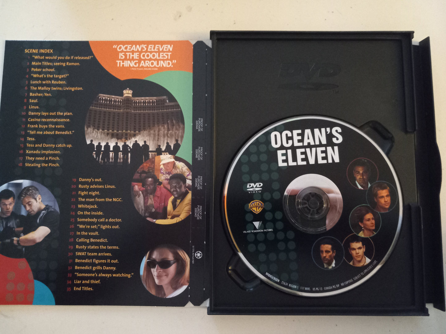 Ocean's Eleven, DVD Movie, George Clooney Fullscreen/Widescreen, Rated PG-13, USED