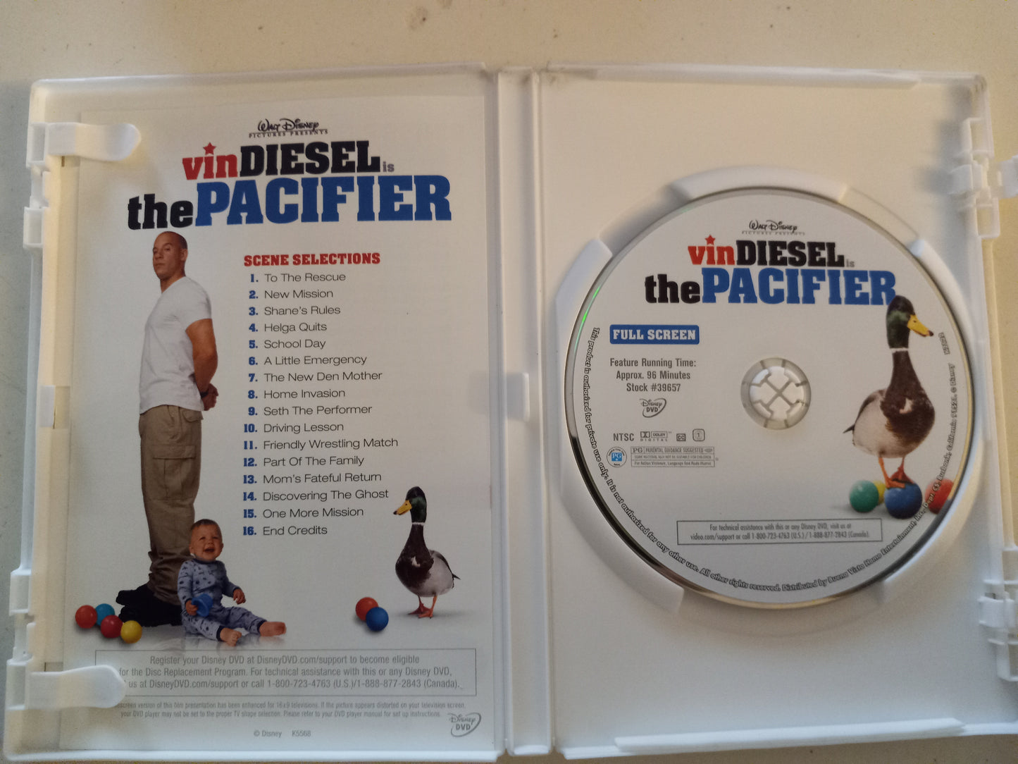 Vin Diesel Is The Pacifier, DVD Movie, Fullscreen, Rated PG, USED