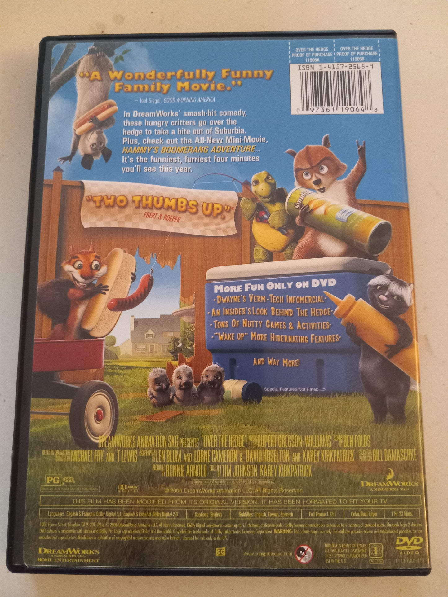 Over The Hedge, Dreamworks Animation DVD Movie, Widescreen/Fullscreen, Rated PG, USED