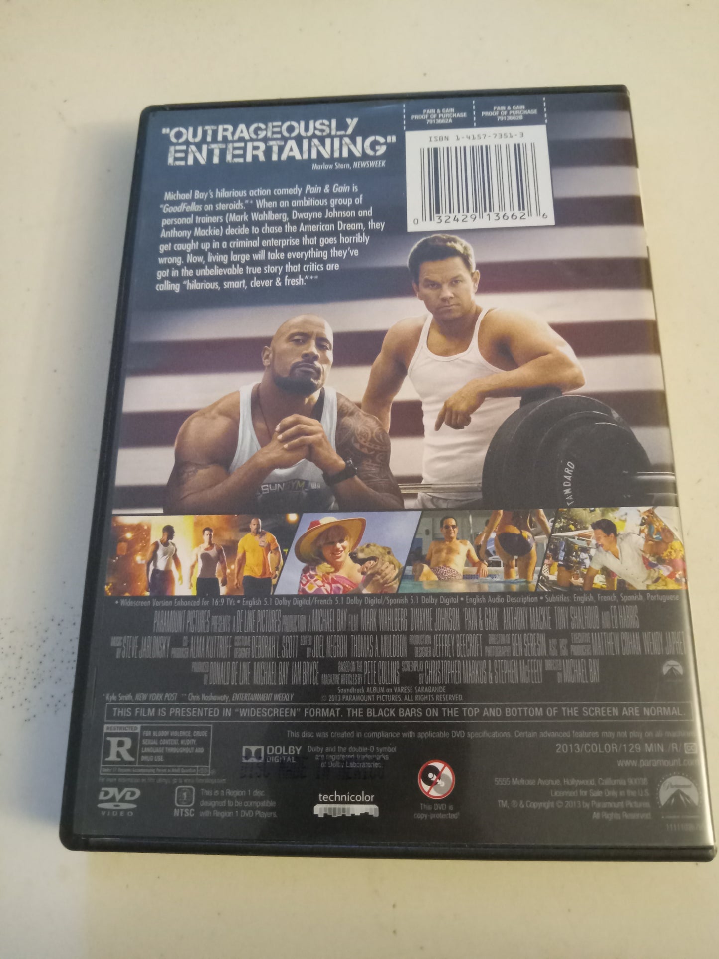 Pain And Gain, DVD Movie, Dwayne Johnson Widescreen, Rated R, USED