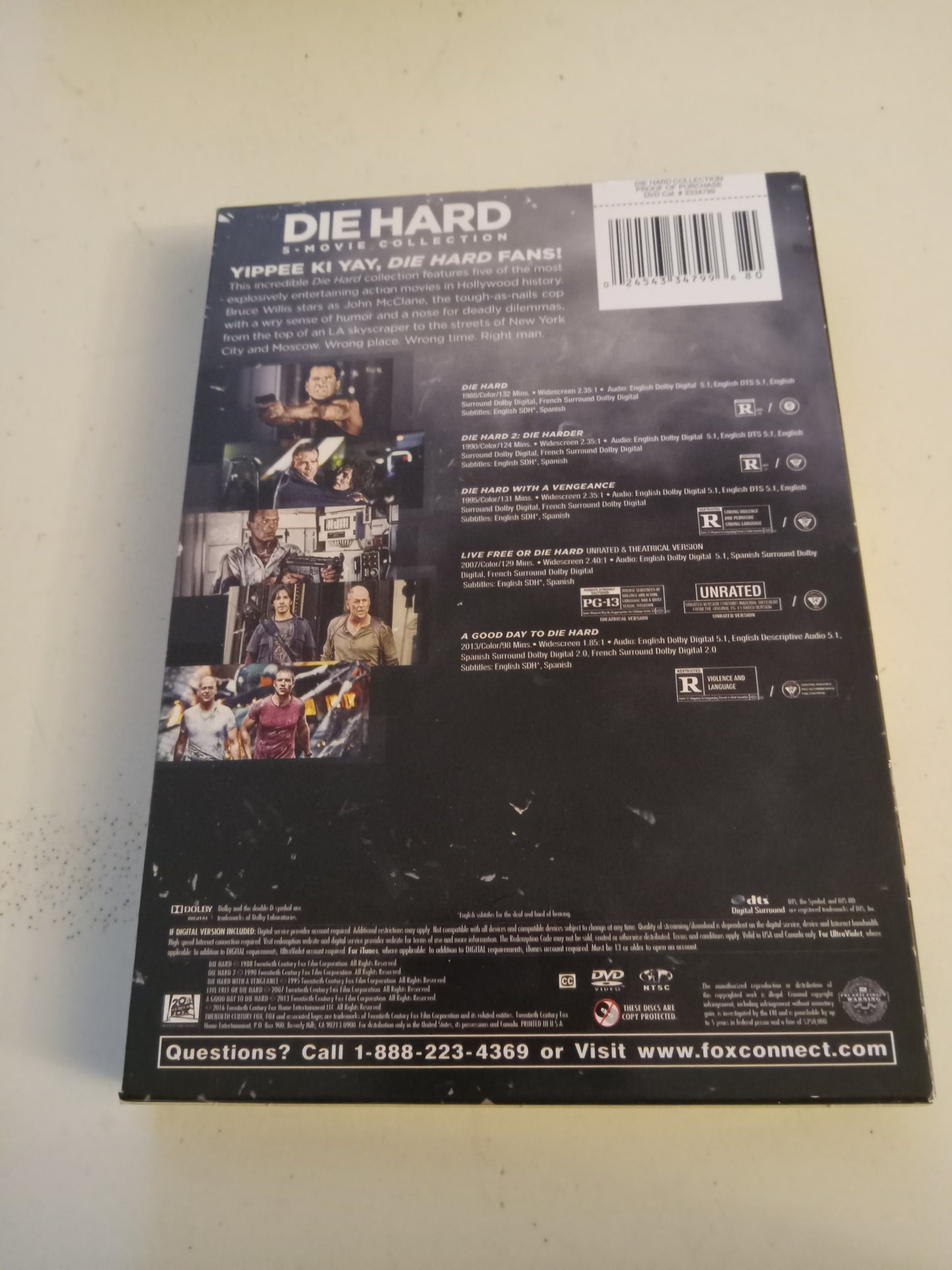 Die Hard 5 Movie Collection, Die Harder, With A Vengeance, Live Free or, A Good Day To, DVD Movies, Rated R, Widescreen, USED