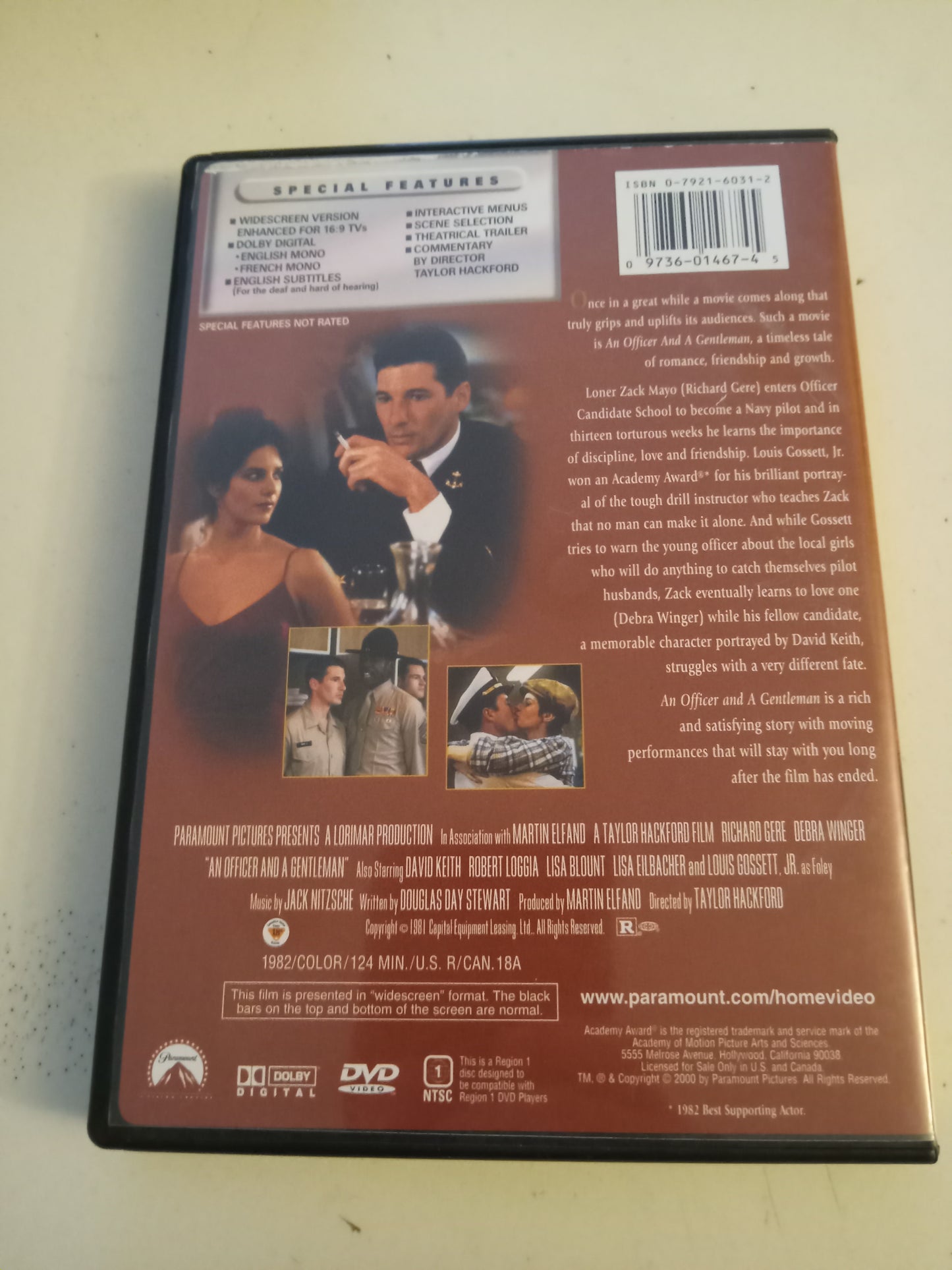 An Officer And A Gentleman, DVD Movie, Richard Gere Widescreen, Rated R, USED