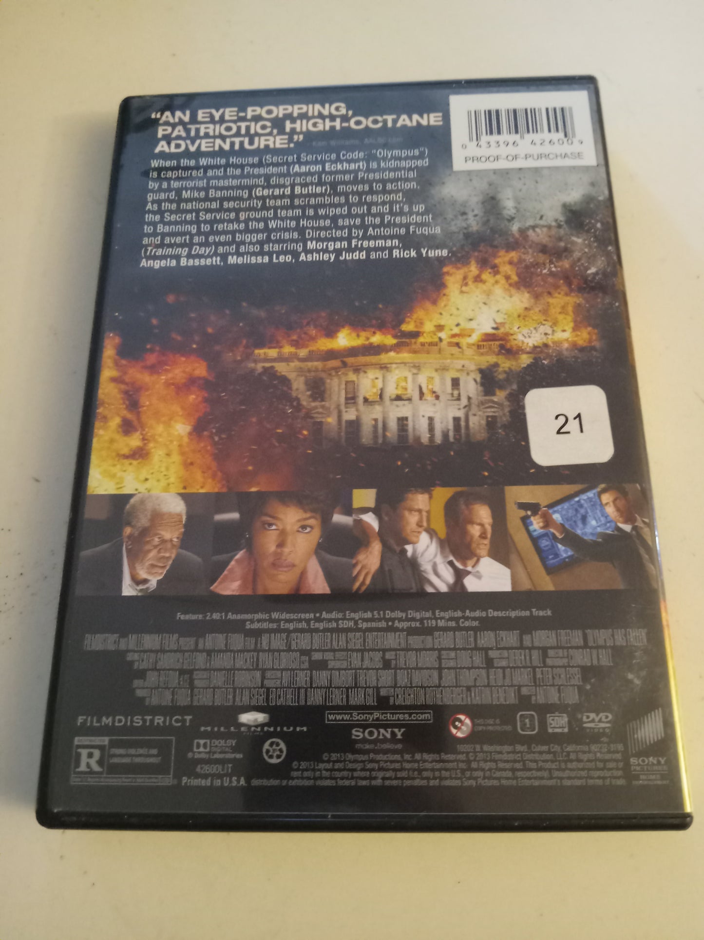 Olympus Has Fallen, DVD Movie, Aaron Eckhart Widescreen, Rated R, USED