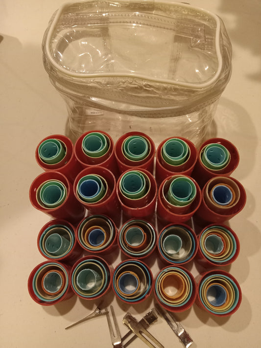 Classic Vintage Barrel Hair Rollers/Curlers Set Of 90 Nesting Plastic Salon Grade, USED