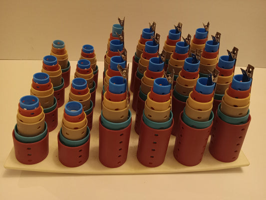 Classic Vintage Barrel Hair Rollers/Curlers Set Of 144 + Tray Nesting Plastic Salon Grade, USED