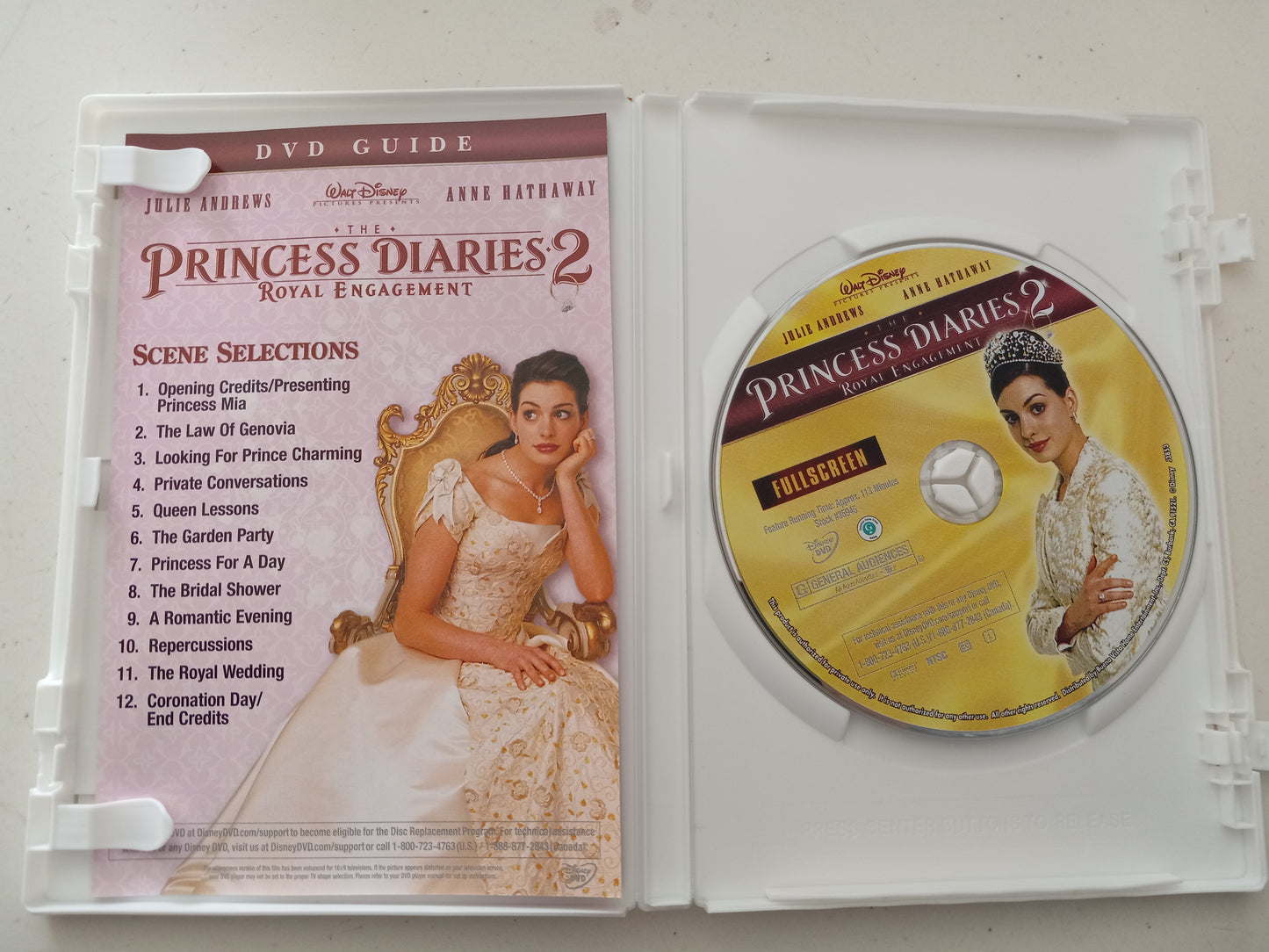 The Princess Diaries 2 Royal Engagement, DVD Movie, Fullscreen, Rated G, USED