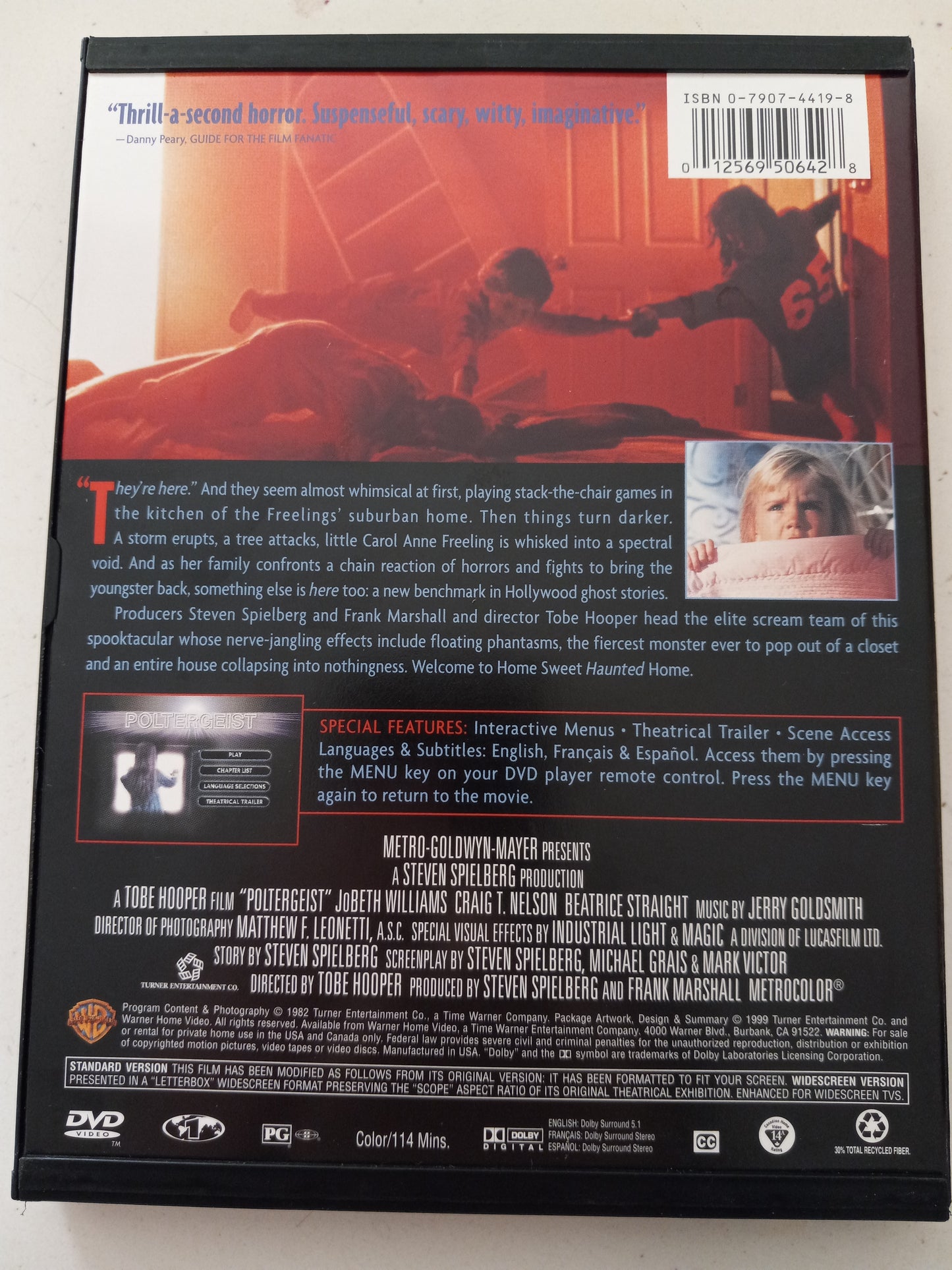 Poltergeist 1, Steven Spielberg DVD Movie, JoBeth Williams Widescreen/Fullscreen, Rated PG, USED