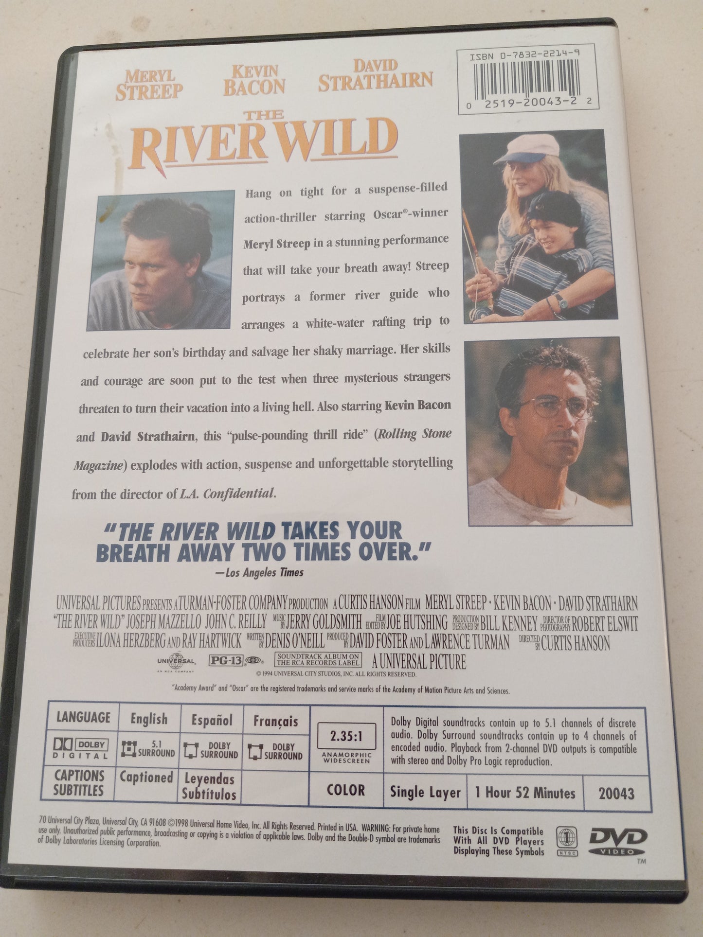 The River Wild, DVD Movie, Widescreen, Rated PG-13, USED