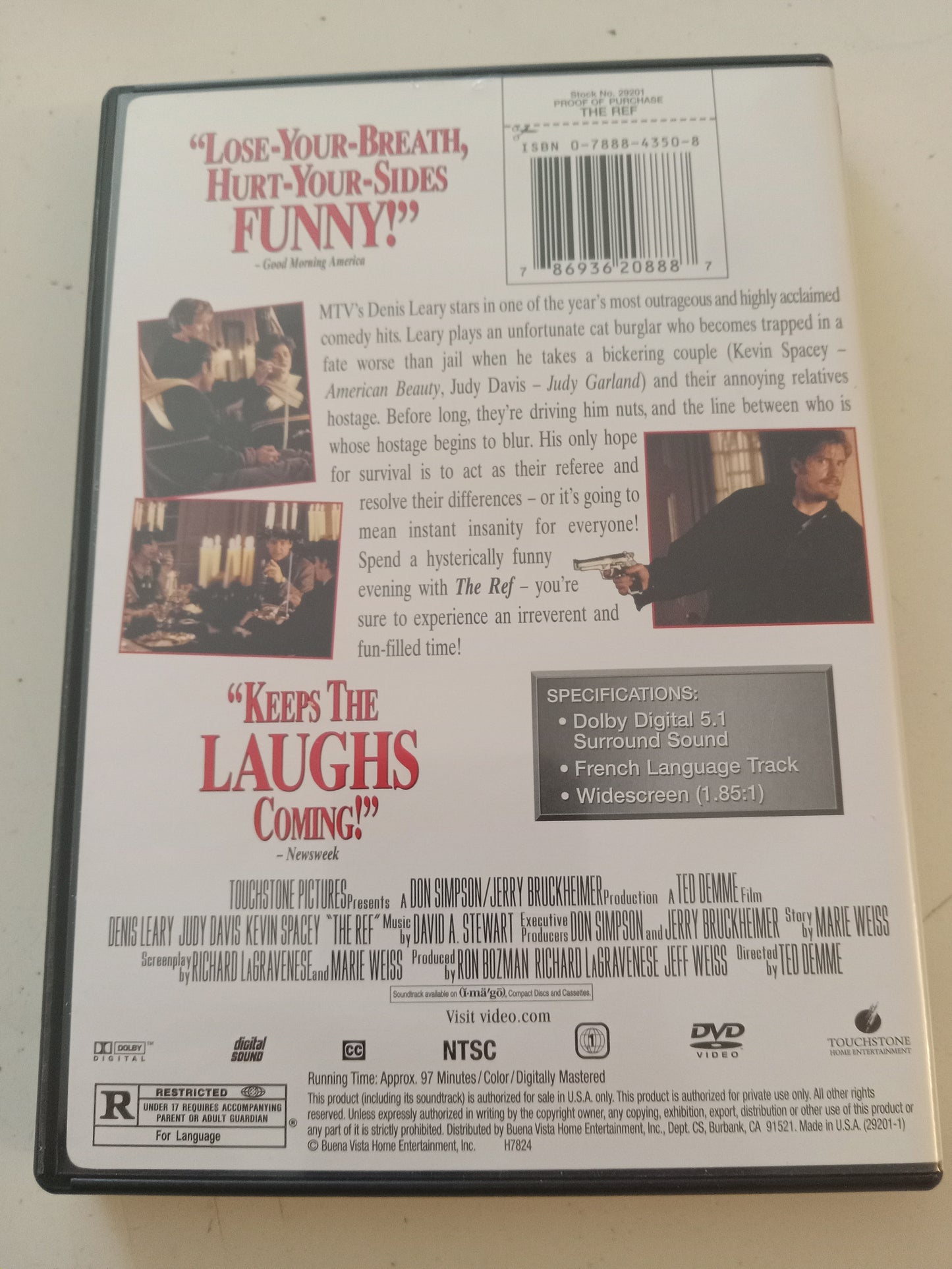The Ref, DVD Movie, Rated R, Dennis Leary Widescreen, USED