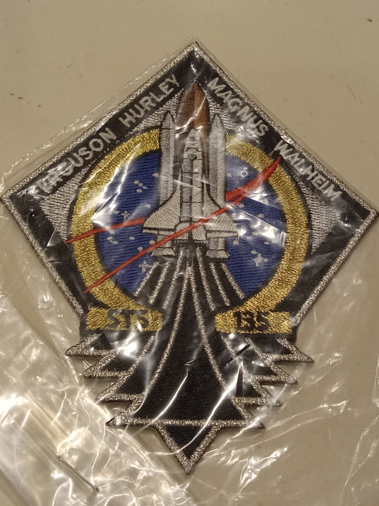 NASA Space Shuttle Ship, Rocket, Sew On Patch, Ferguson Hurley, Magnus Walheim, STS 135, NEW
