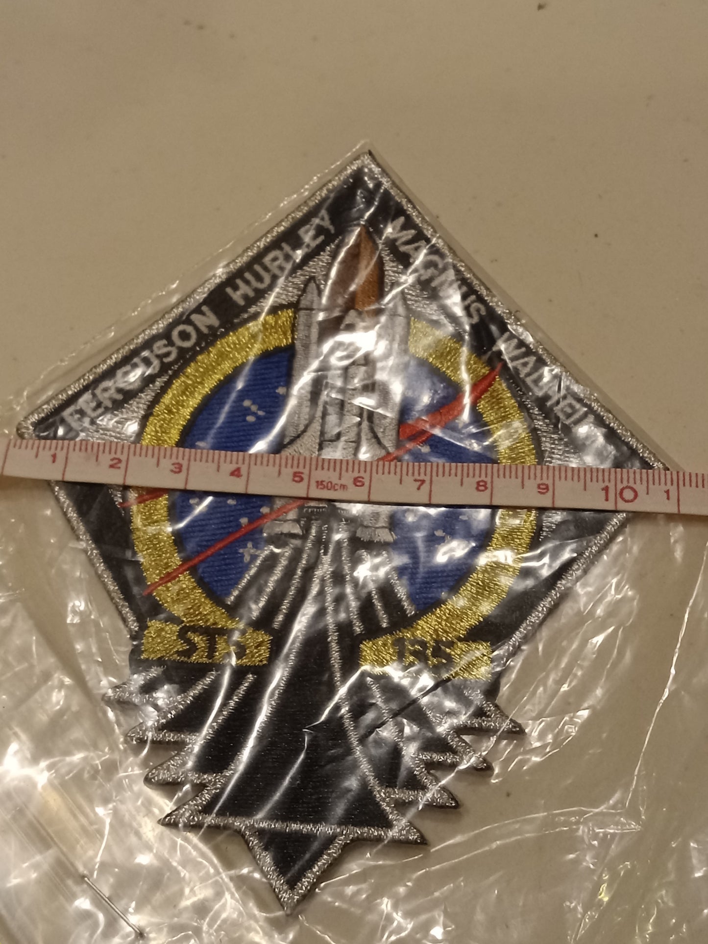 NASA Space Shuttle Ship, Rocket, Sew On Patch, Ferguson Hurley, Magnus Walheim, STS 135, NEW