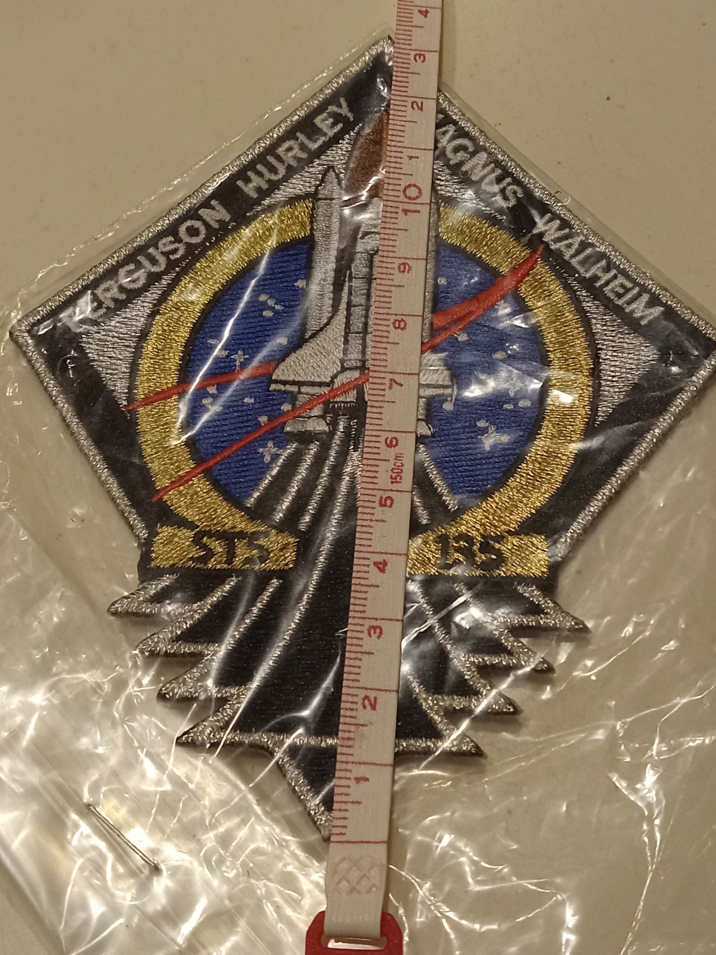 NASA Space Shuttle Ship, Rocket, Sew On Patch, Ferguson Hurley, Magnus Walheim, STS 135, NEW