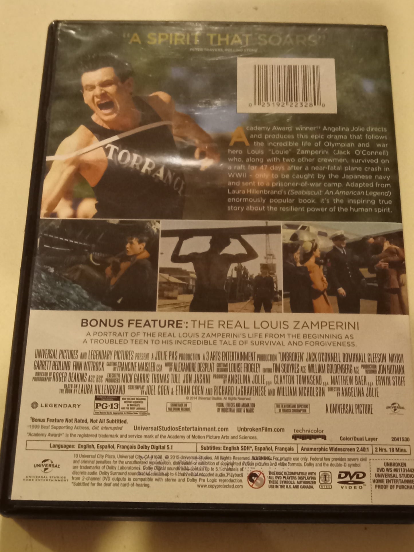 Unbroken, DVD Movie, Widescreen, Rated PG-13, USED