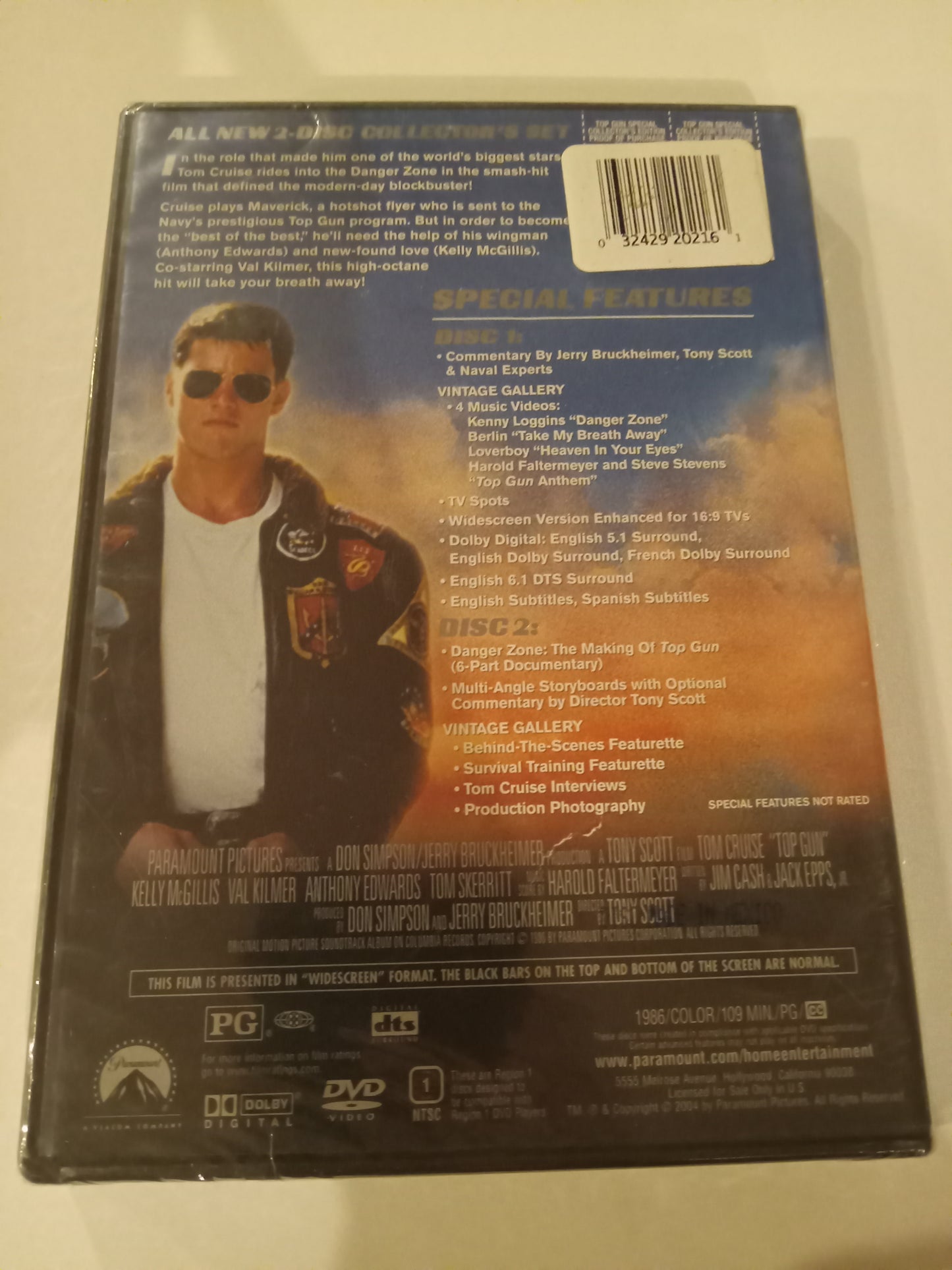 Top Gun, Special Collector's Ed. DVD Movie, Widescreen 2 Discs, Rated PG, NEW
