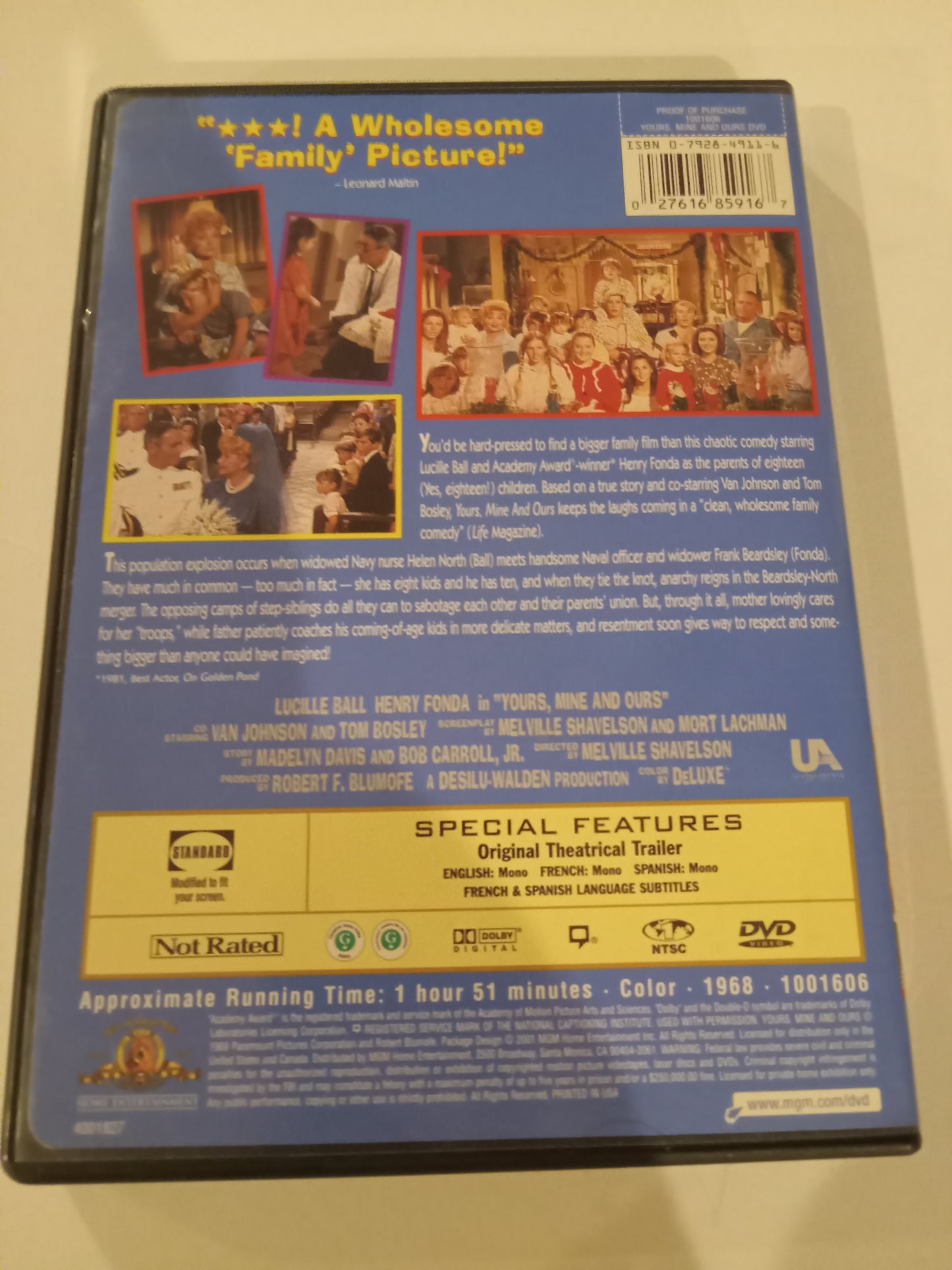 Yours Mine And Ours DVD Movie, Henry Fonda Widescreen, Not Rated, USED