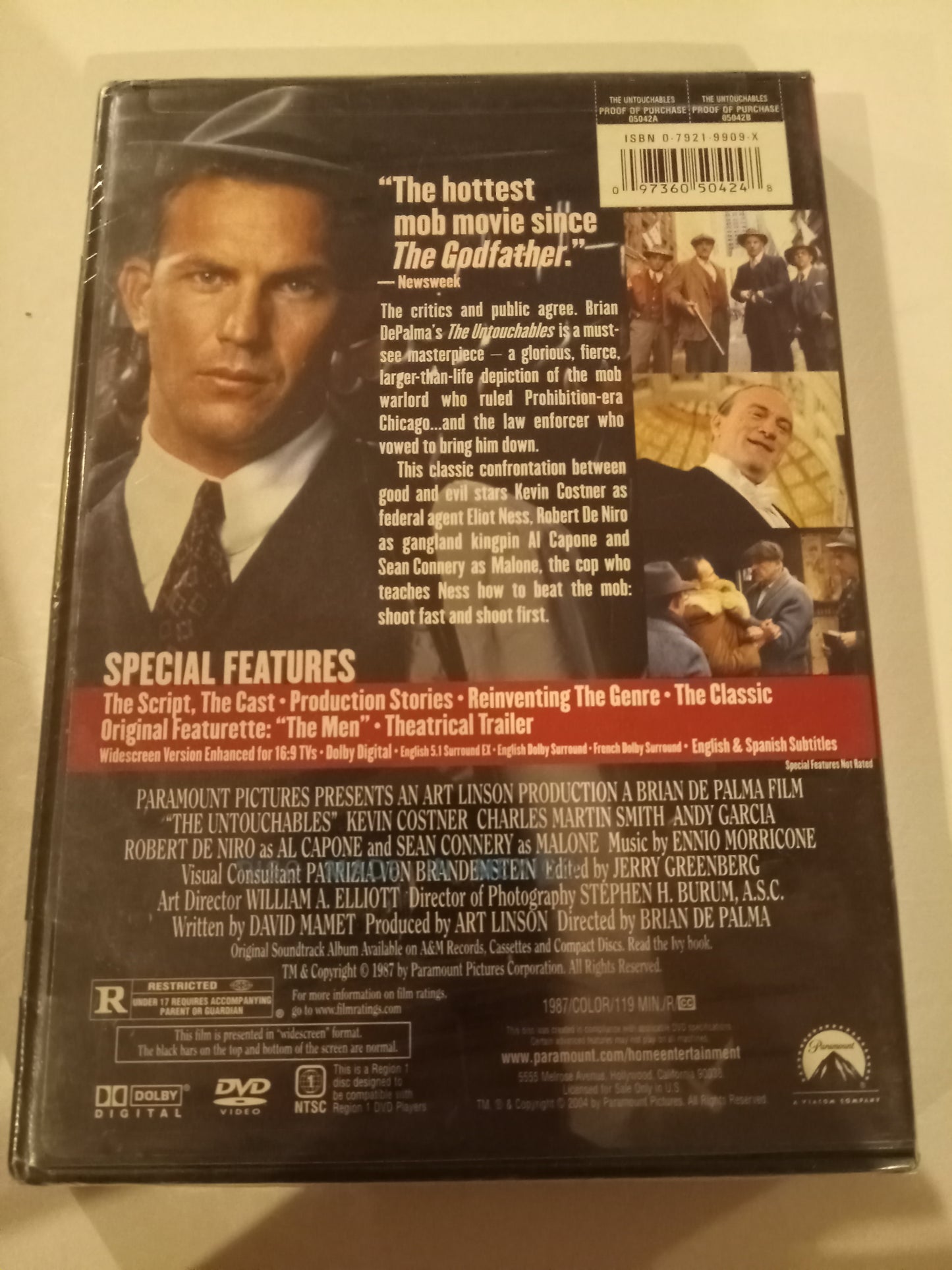 The Untouchables, Special Collector's Ed. DVD Movie, Kevin Costner Widescreen, Rated R, NEW/USED