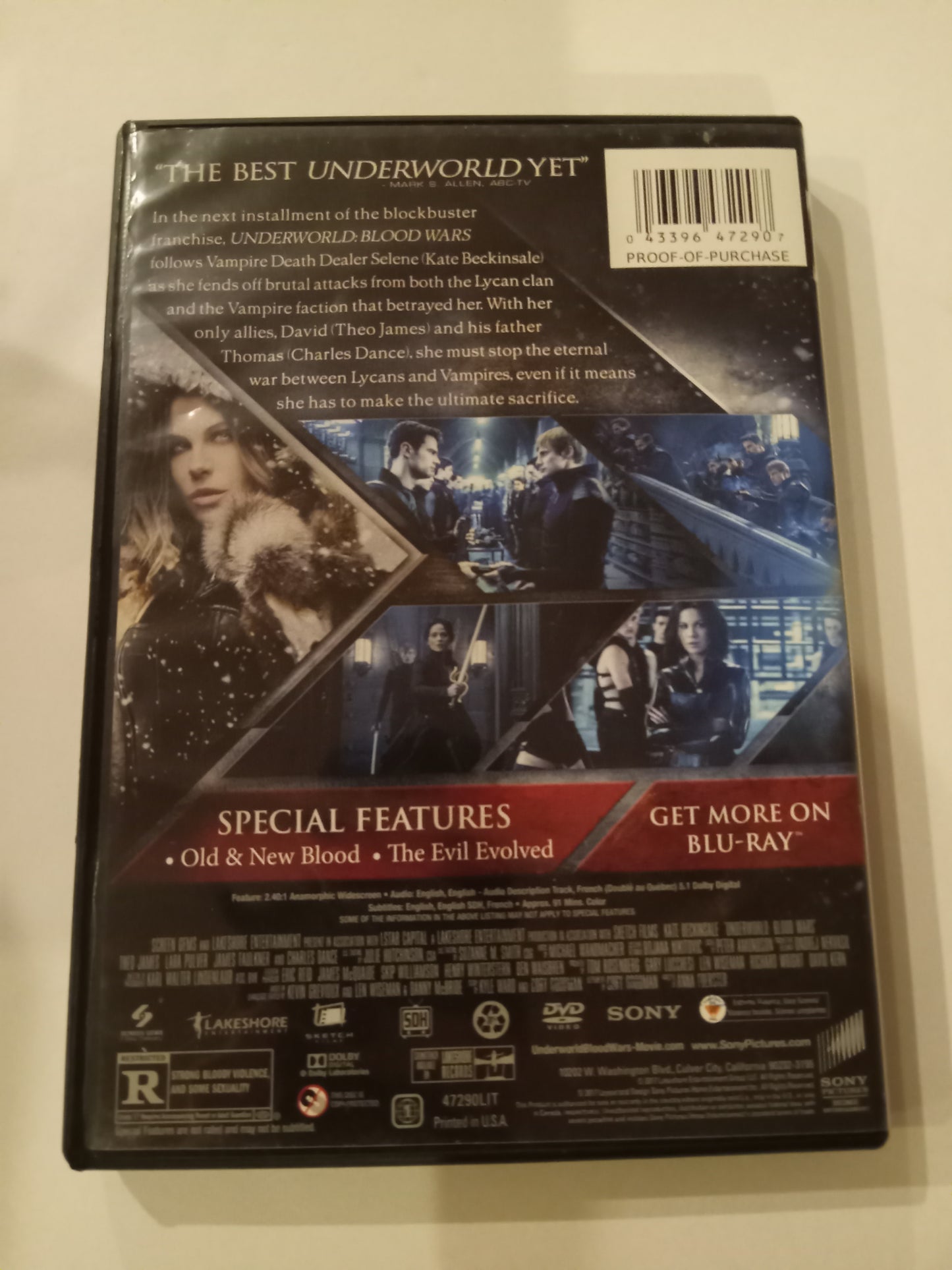 Underworld Blood Wars, DVD Movie, Widescreen, Rated R, USED
