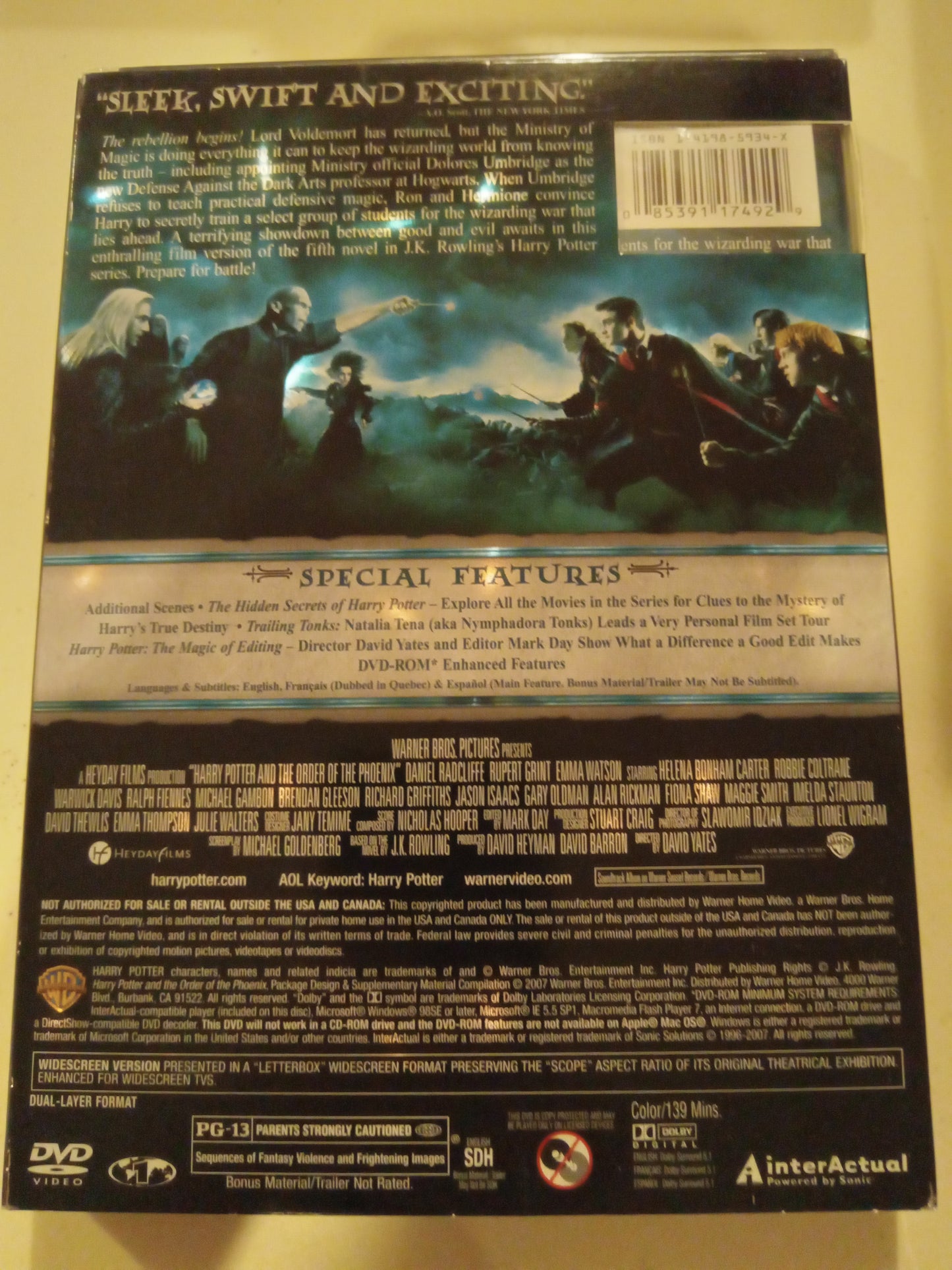 Harry Potter And The Order Of The Phoenix, DVD Movie, 2 Discs Special Ed. Widescreen, Rated PG-13, NEW/USED