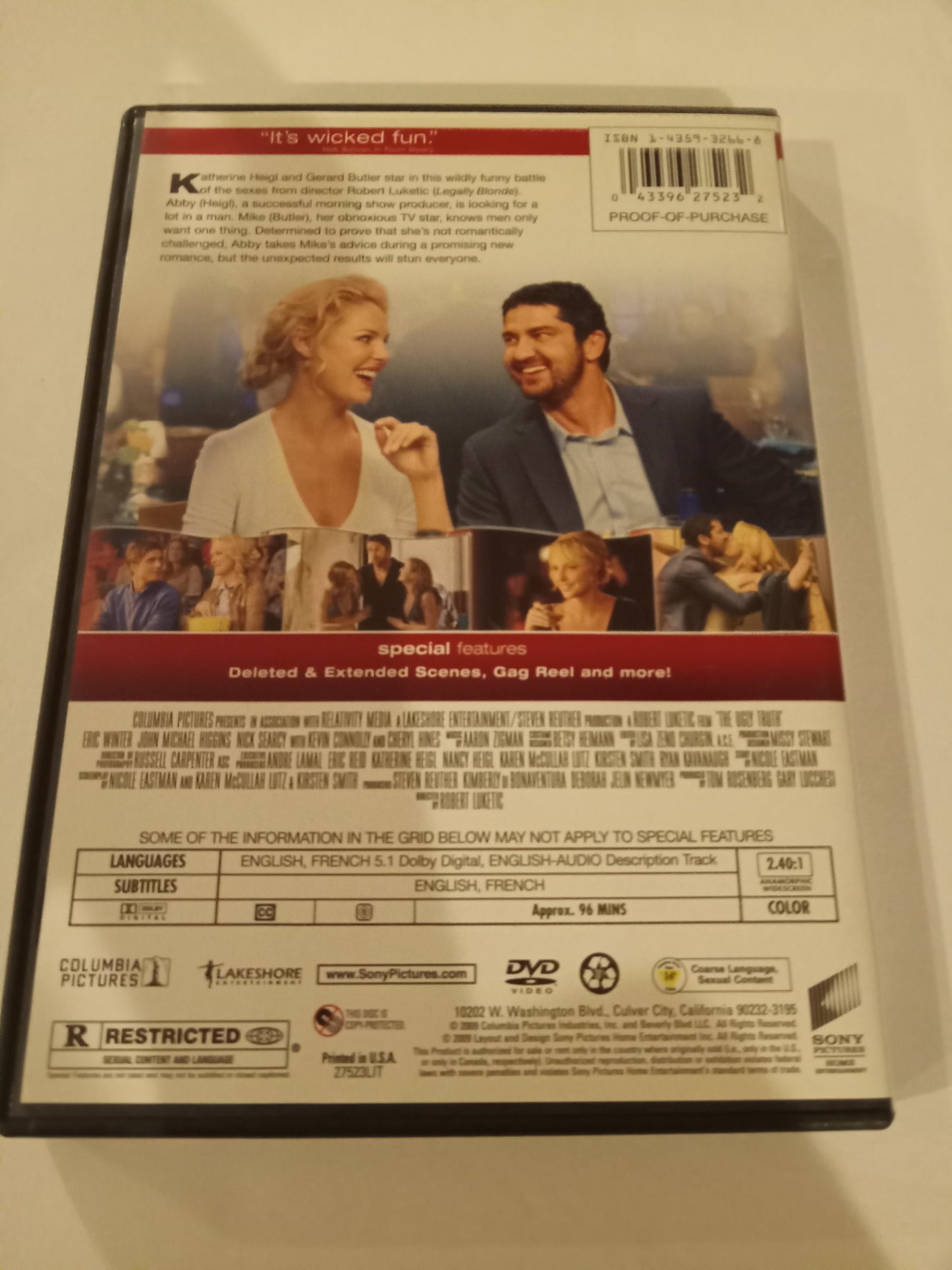 The Ugly Truth, DVD Movie, Katherine Heigl Widescreen, Rated R, USED