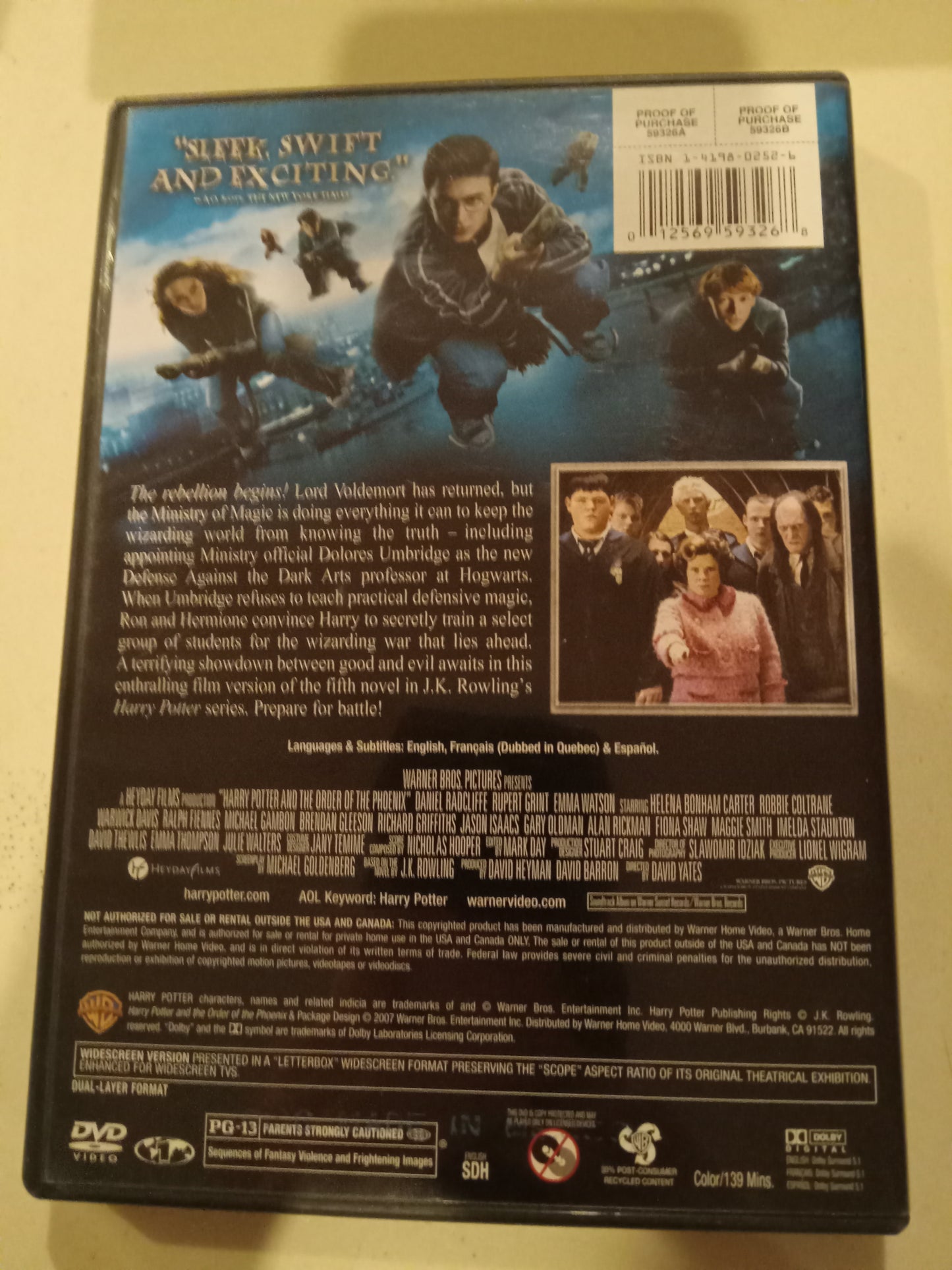 Harry Potter And The Order Of The Phoenix, DVD Movie, 2 Discs Special Ed. Widescreen, Rated PG-13, NEW/USED