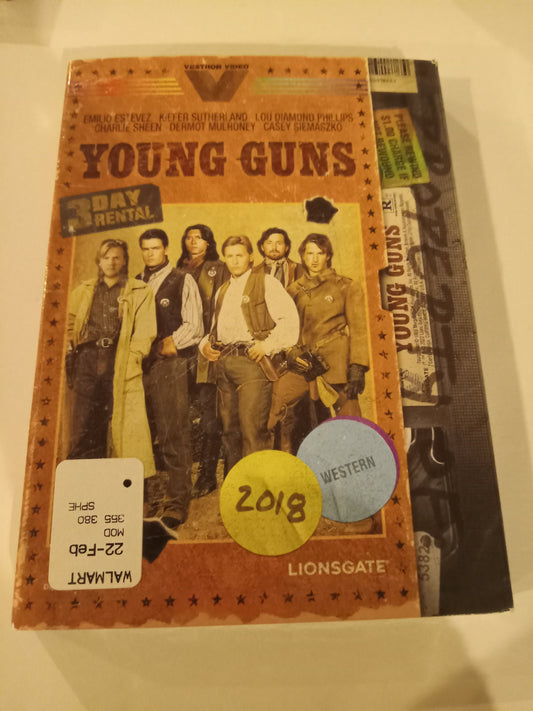 Young Guns, Exclusive Retro VHS Slip Cover/Special Ed. DVD Movie, Emilio Estevez Widescreen, Rated R, NEW/USED
