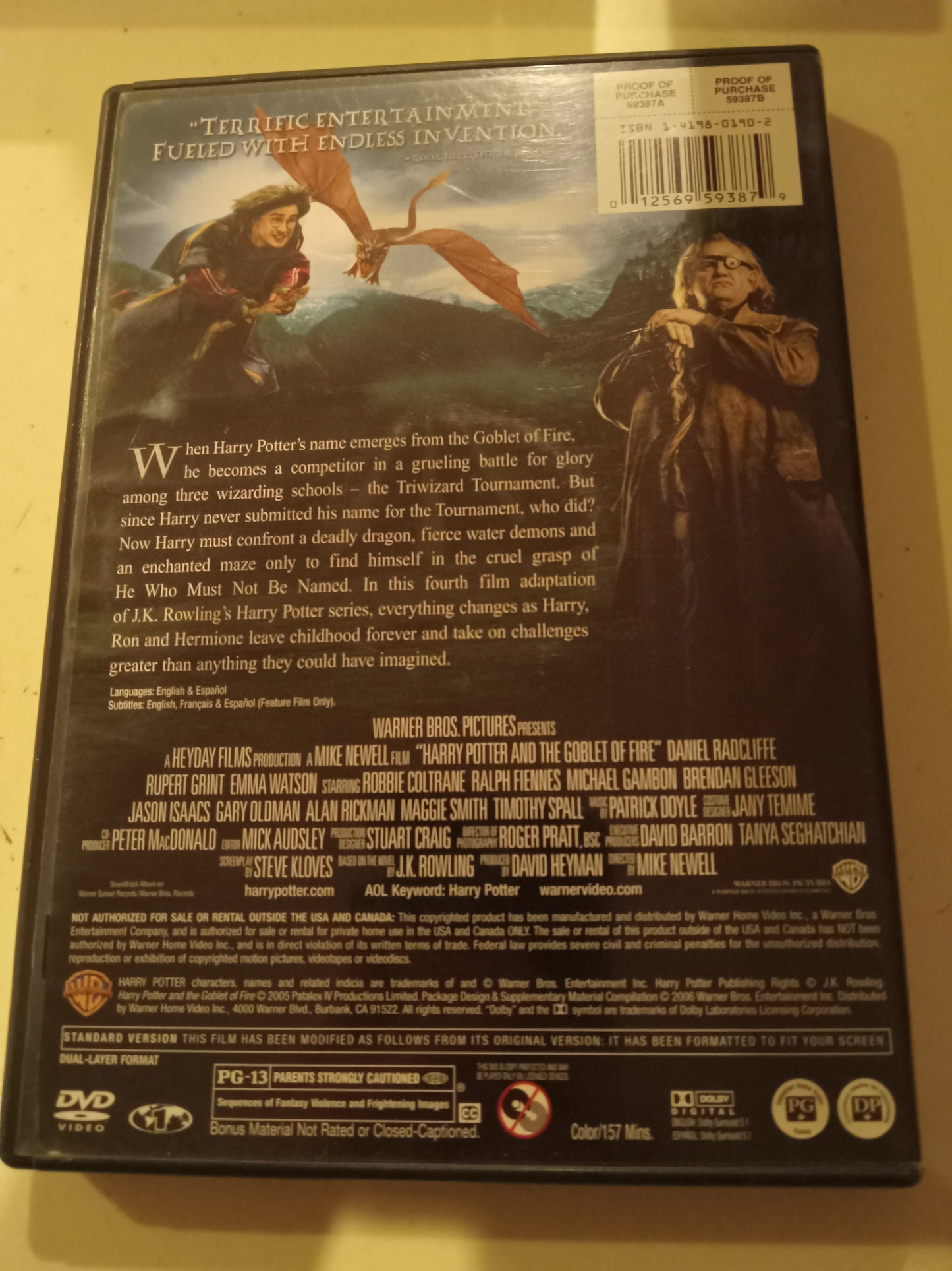 Harry Potter And The Goblet Of Fire, DVD Movie, Widescreen/Fullscreen, Rated PG-13, USED