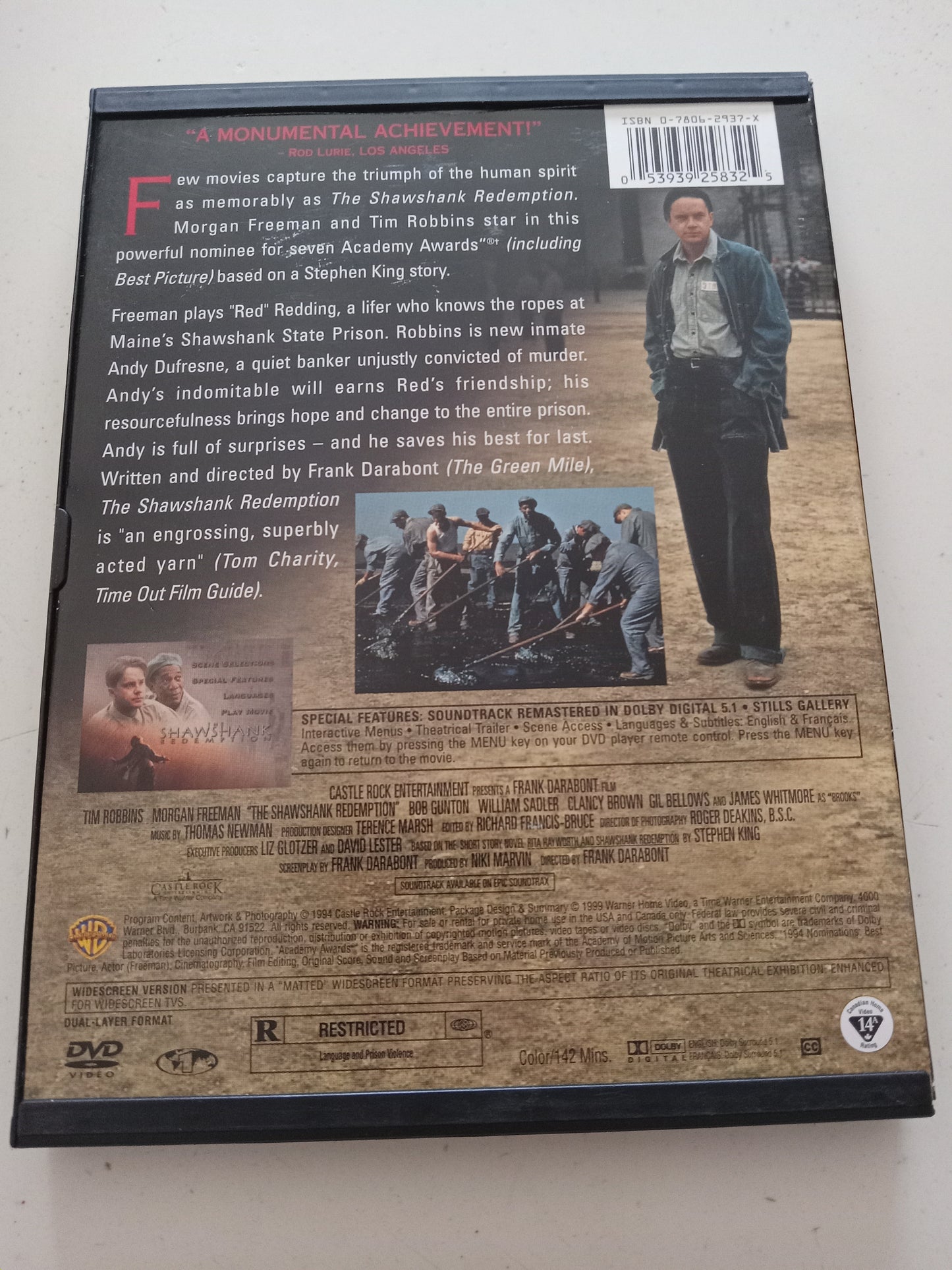 The Shawshank Redemption, DVD Movie, Tim Robbins Widescreen, Rated R, USED