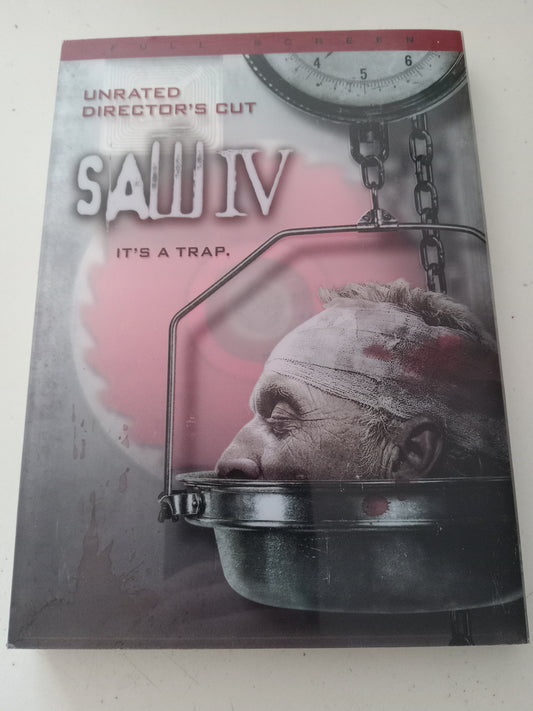 Saw IV (4), Its A Trap, Directors Cut, DVD Movie, Tobin Bell Fullscreen/Widescreen, Not Rated, USED