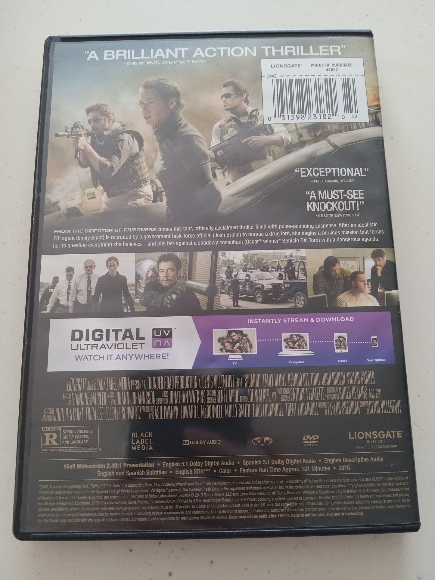 Sicario, DVD Movie, Emily Blunt Widescreen, Rated R, NEW/USED