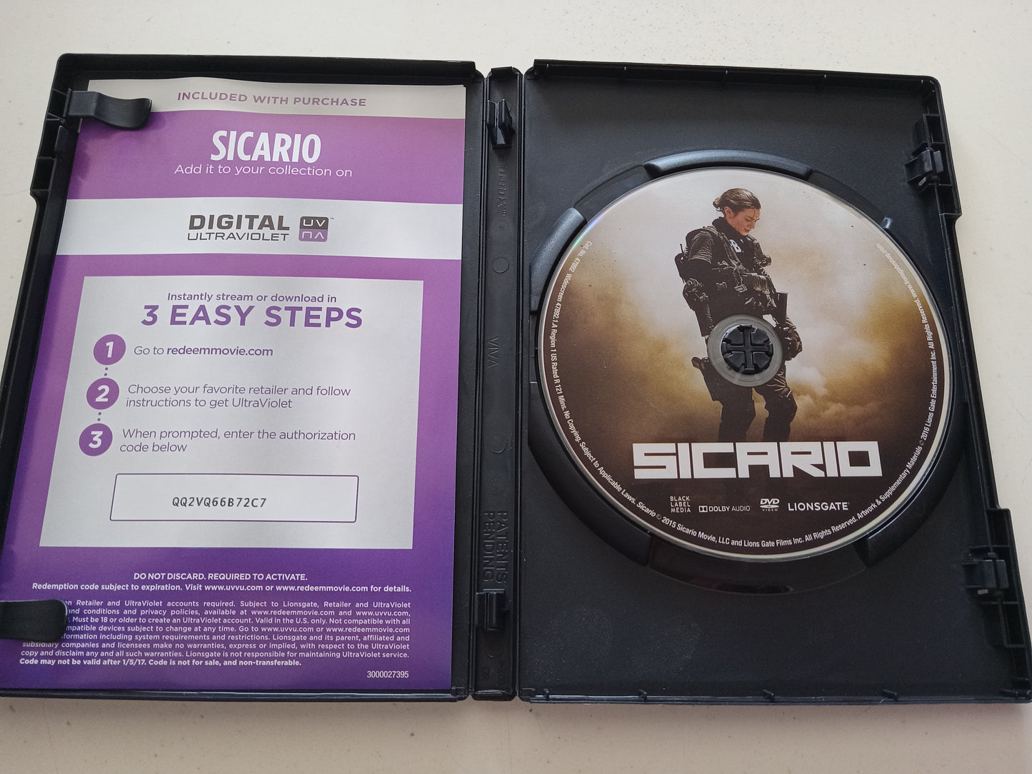 Sicario, DVD Movie, Emily Blunt Widescreen, Rated R, NEW/USED