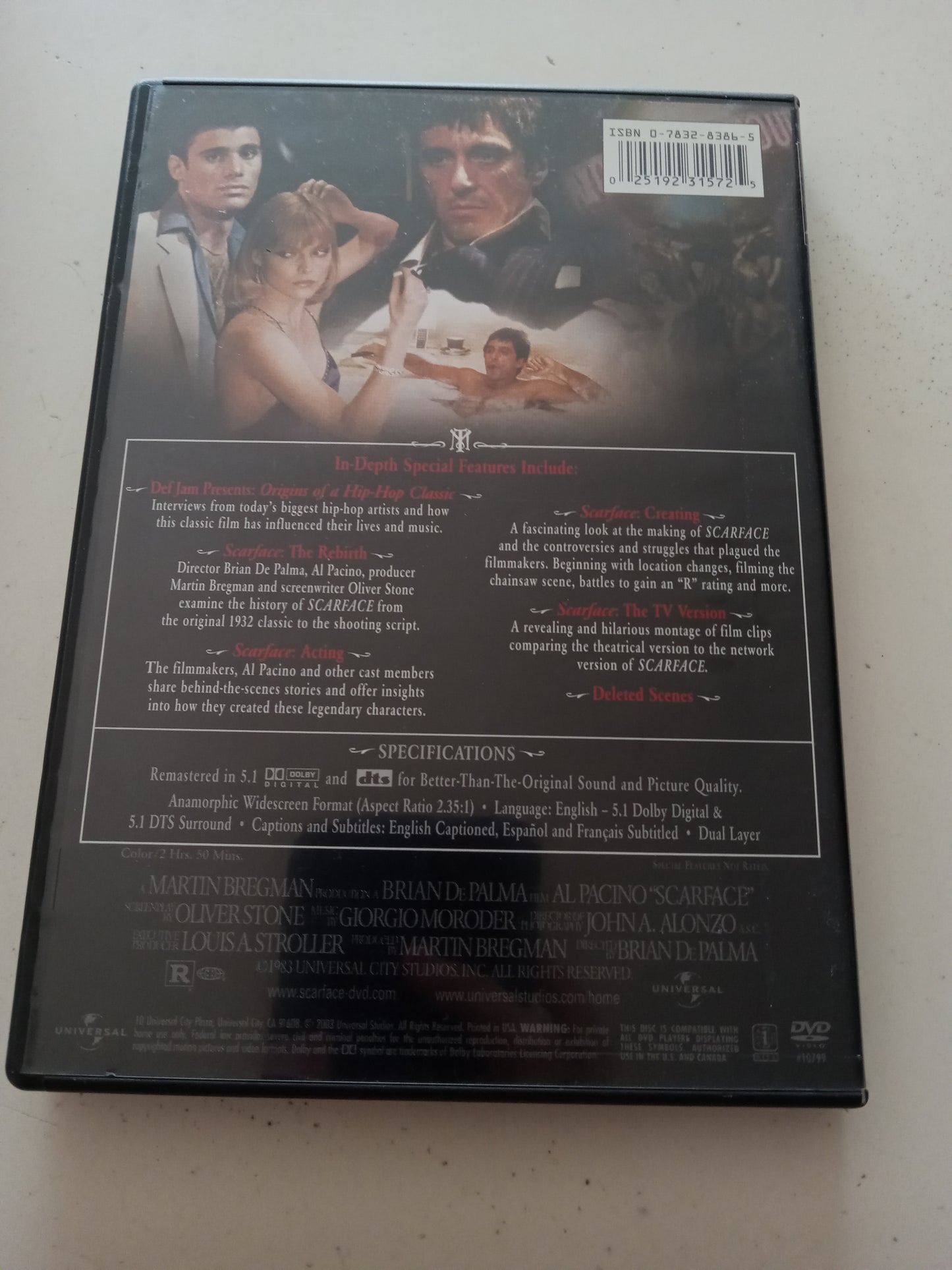 Al Pacino Scarface, 2 Disc Anniversary Edition, DVD Movie, Widescreen, Rated R, USED