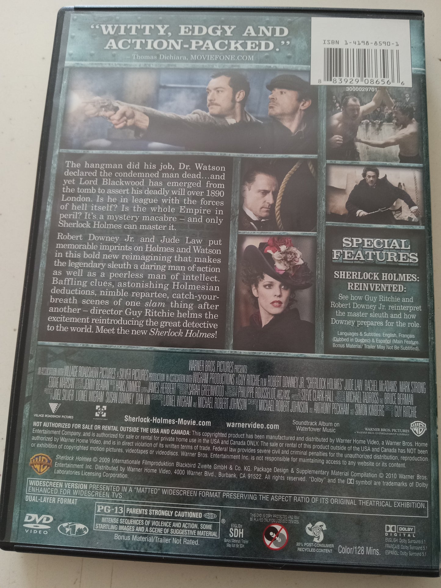 Sherlock Holmes, DVD Movie, Robert Downey Jr. Widescreen, Rated PG-13, USED